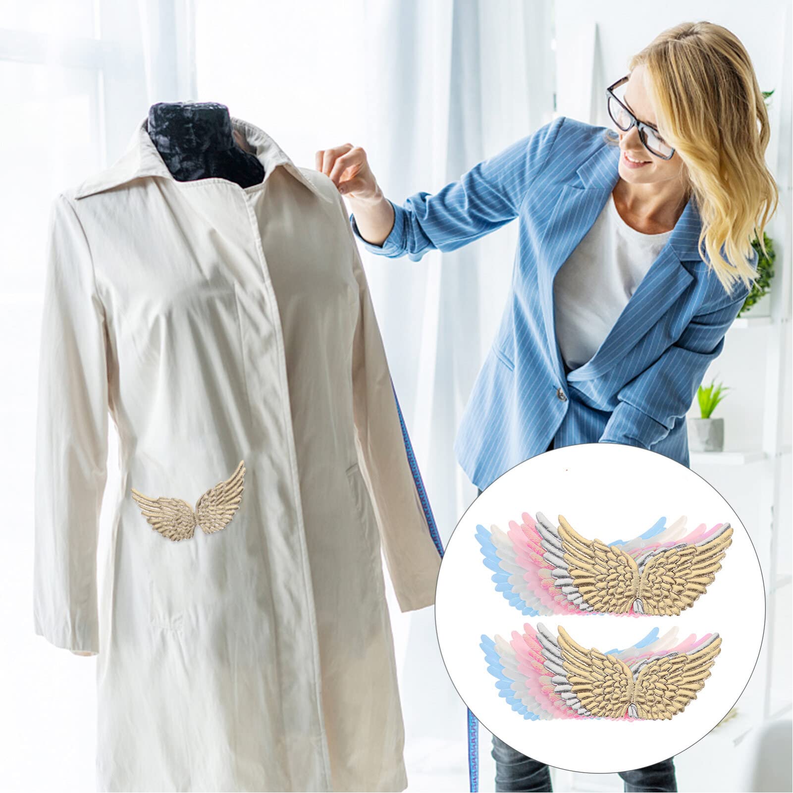 12Pcs Mini Angel Wing Applique Patches - DIY Sew On Fabric Wings for Costumes, Backpacks, Embroidery & Needlework - Perfect for Halloween, Cosplay & Clothing Repair
