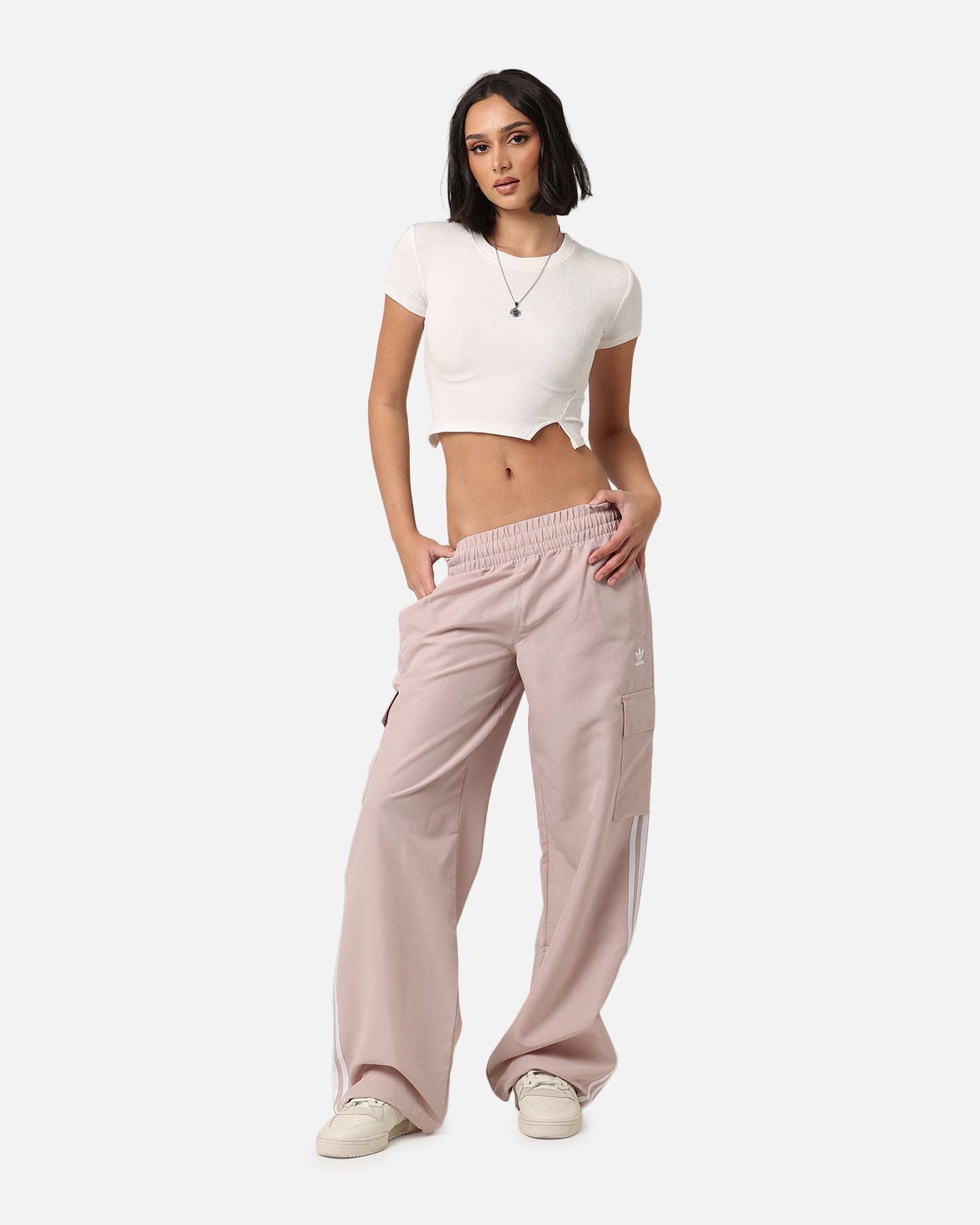 Adidas Women's 3 Stripes Cargo Pants - Wonder Taupe | Casual Streetwear & Outdoor Hiking Pants for Women | Perfect for Workouts, Travel & Everyday Wear