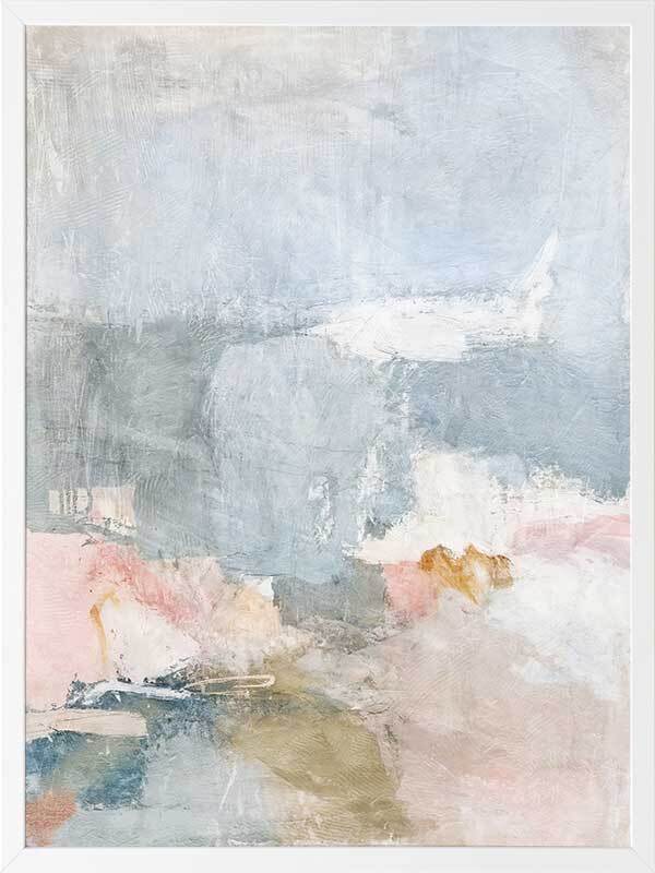 Drifting in the Clouds Framed Wall Art Print - Modern Abstract Landscape Painting for Living Room, Bedroom & Office Decor