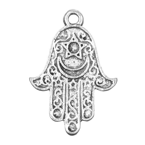 1 Hamsa Hand Metal Charm - Pack of 5 - Spiritual Protection Jewelry for Necklace, Bracelet & Keychain - Perfect for Meditation, Yoga & Home Decor