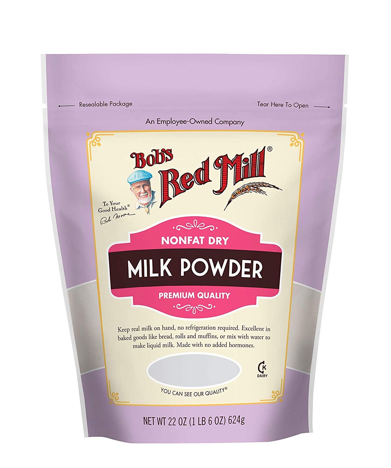 Bob's Red Mill Non Fat Dry Milk Powder - 22 Ounce (Pack of 2) | High Protein, Low Fat Powdered Milk for Baking, Cooking & Coffee | Great for Camping, Emergency Food Storage & Everyday Use