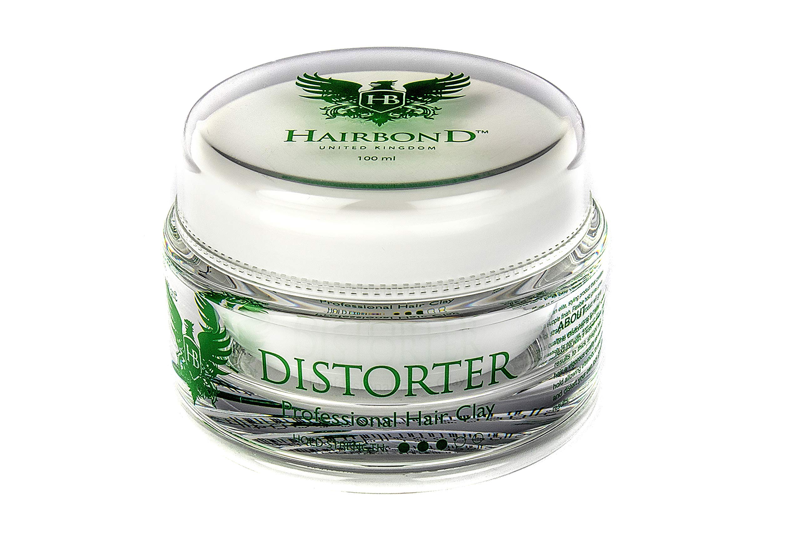 Hairbond UK Distorter Professional Hair Clay - 3.4oz Men's Styling Wax with Medium Hold, Maximum Texture & Matte Finish - Perfect for Everyday Hairstyling, Pompadours & Textured Looks