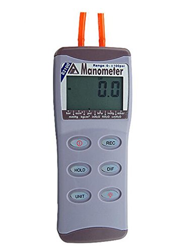 AZ-82100 Digital Manometer Differential Pressure Tester 0-100psi - HVAC, Gas Pressure, Airflow Measurement for Industrial & Home Use