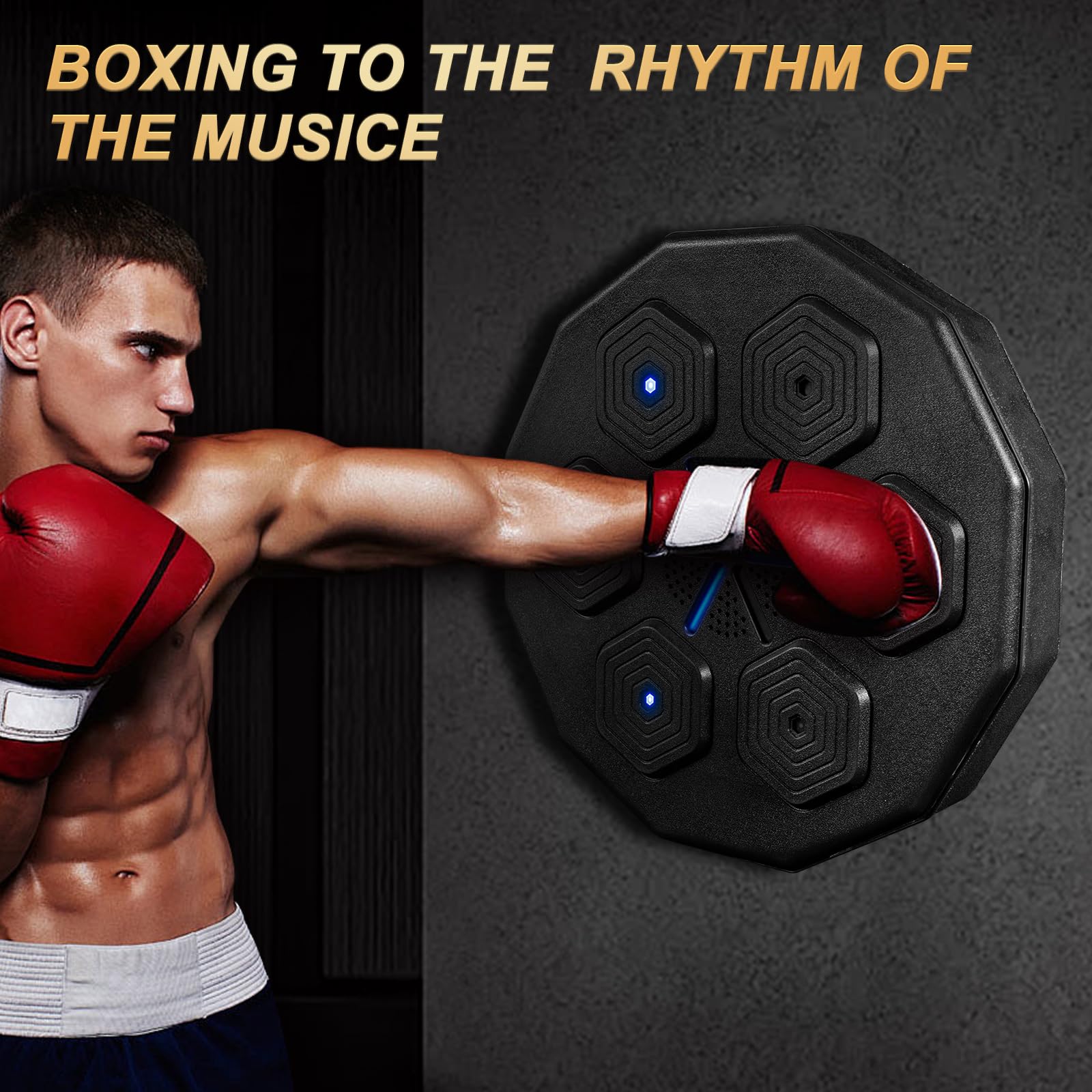 Bluetooth Smart Music Boxing Training Machine - Wall Mounted Punching Bag Equipment with Gloves for Adults & Kids - Home Gym, Fitness Workout, Boxing Training for Beginners & Professionals