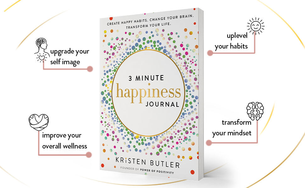 3 Minute Happiness Journal - Build Happy Habits, Rewire Your Brain & Transform Your Life | Daily Gratitude Practice, Mindfulness Exercises & Positive Affirmations for Stress Relief & Personal Growth