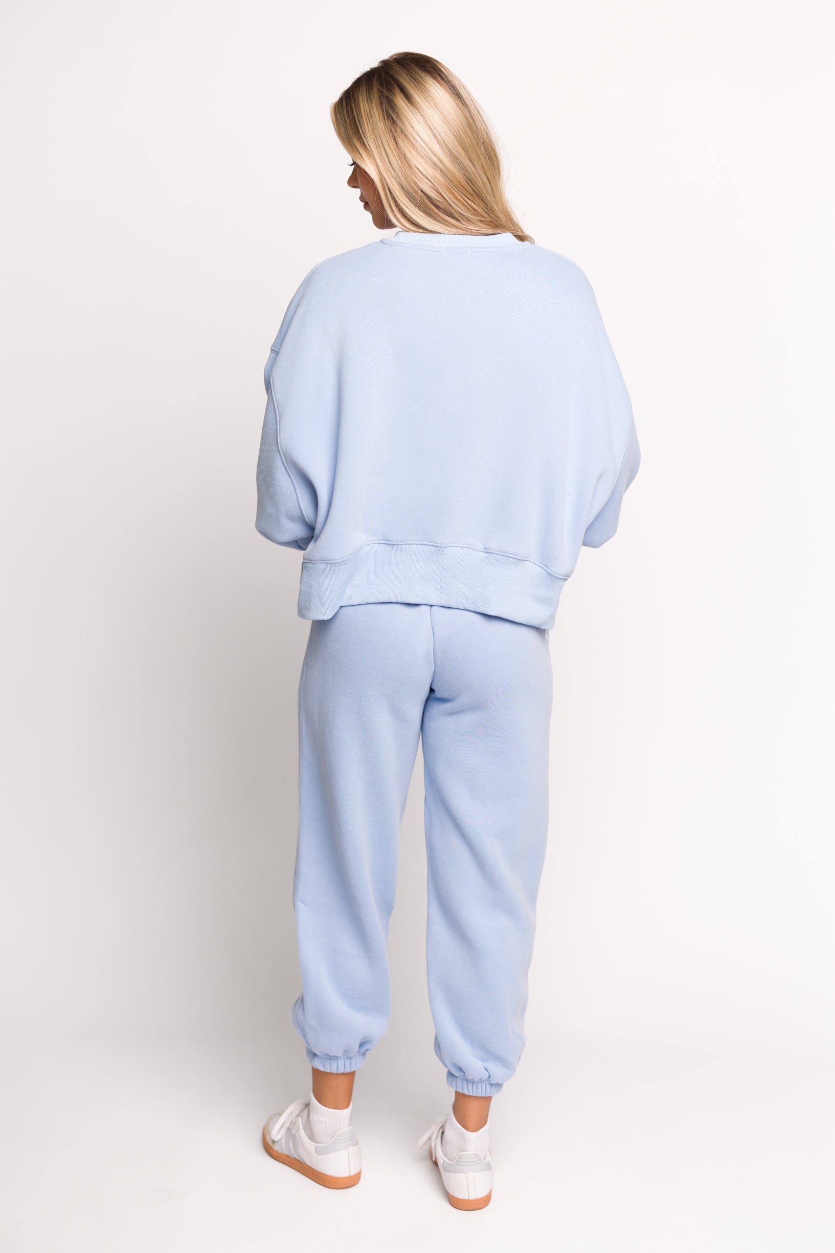Soft & Cozy Baby Blue Sweatpants for Women - High Waisted Lounge Pants with Pockets - Perfect for Yoga, Running Errands & Relaxing at Home