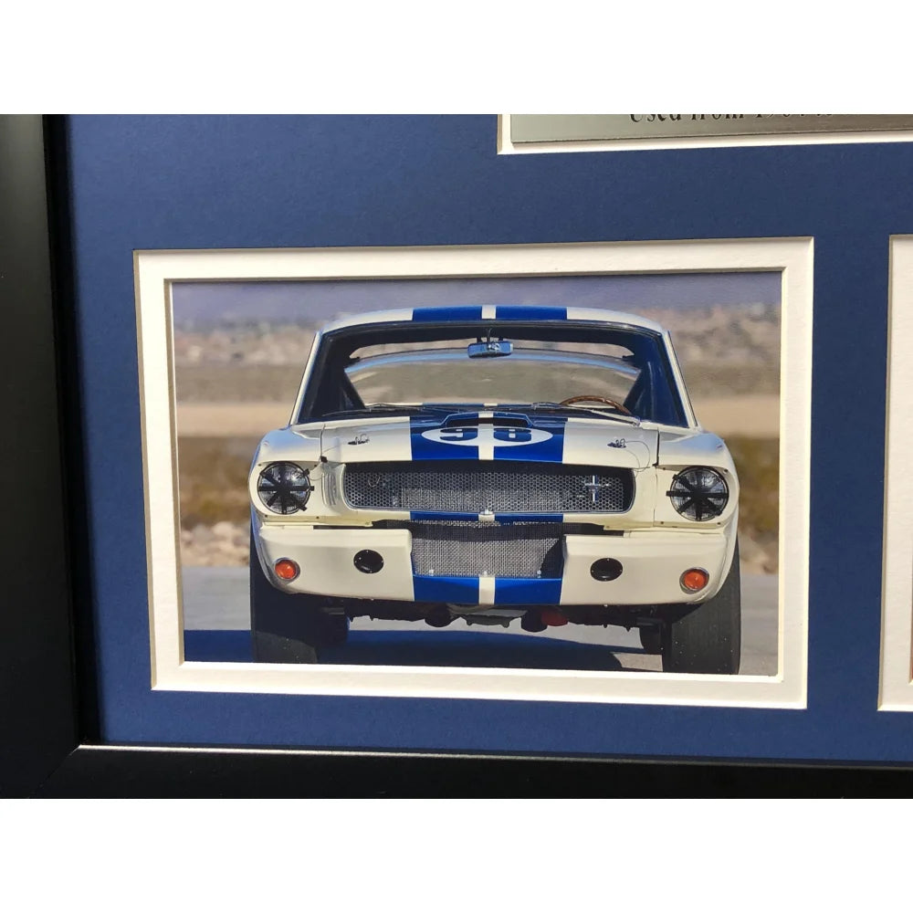 Authentic Carroll Shelby Framed Movie Prop Test Plate - Ford vs Ferrari GT350 GT40 Collage Photo - Perfect for Motorsport Fans & Home Theater Decor