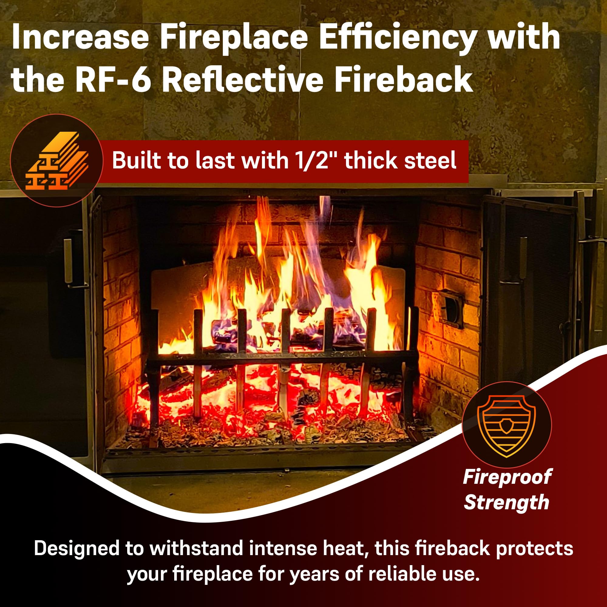RF-6 Reflective Fireback for Fireplaces – 26