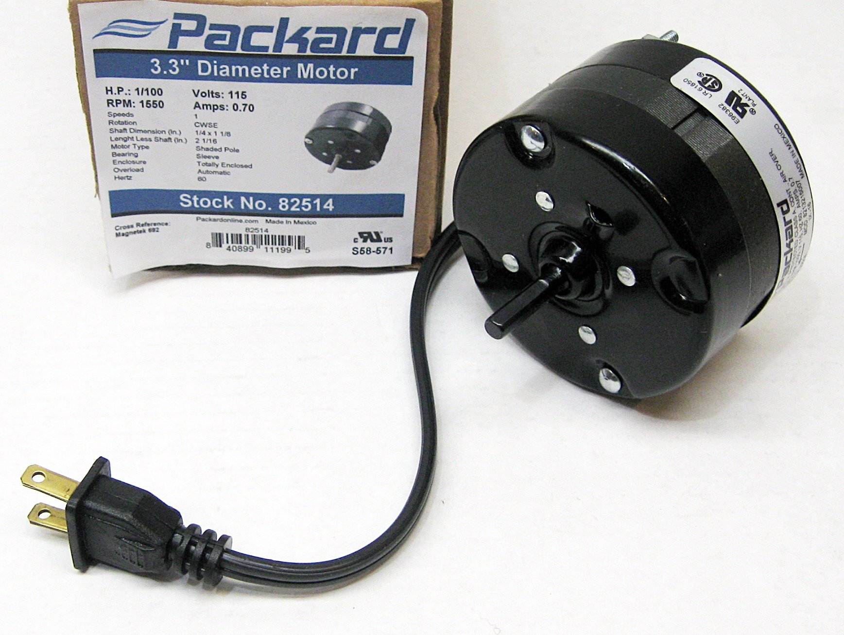 Packard Range Hood Vent Fan Motor 82514 - Replacement Part for Kitchen Exhaust Fans | Perfect for Home & Commercial Use