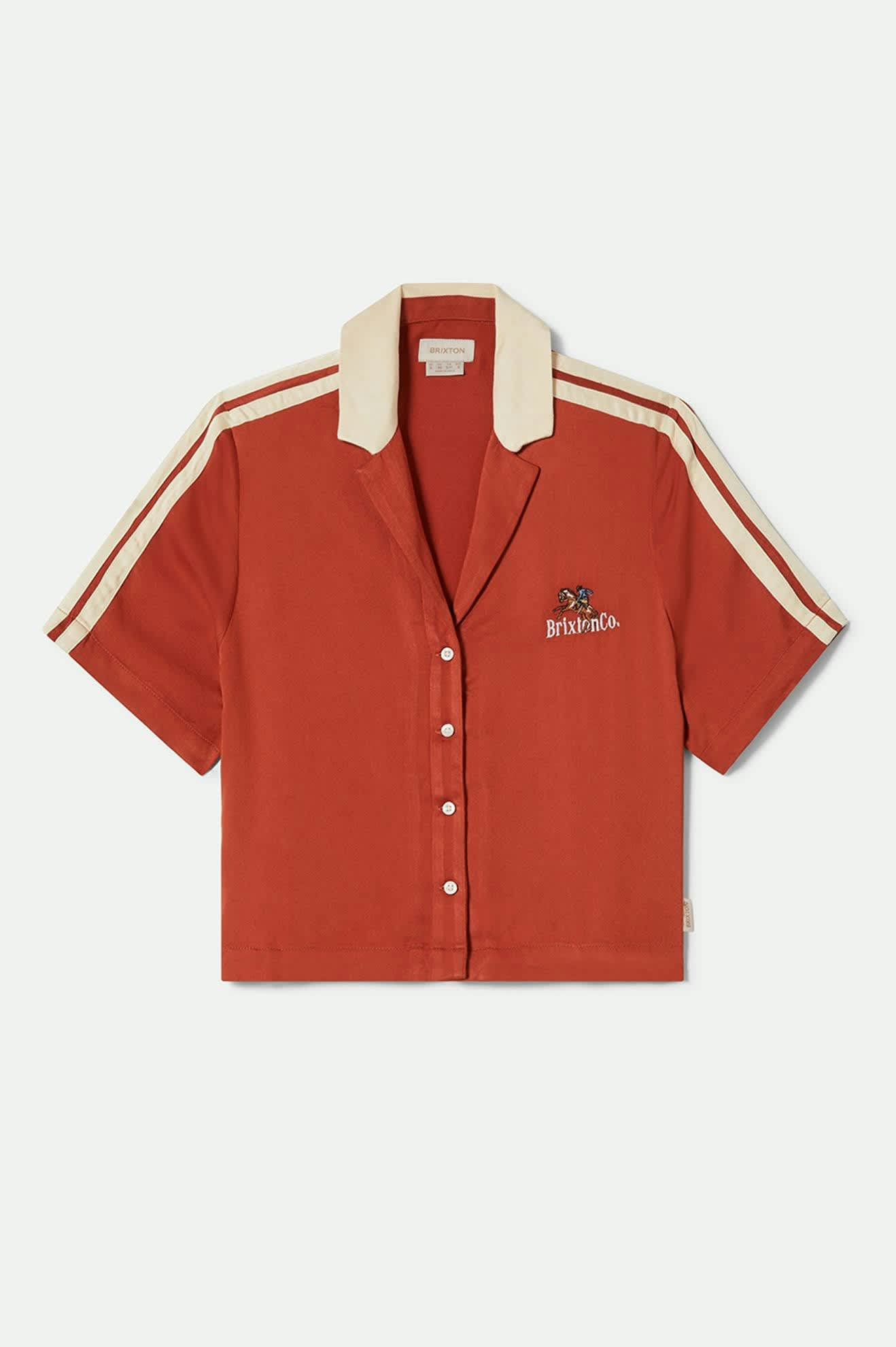 Silky Short Sleeve Bowling Shirt for Men - Stylish Burnt Brick Button Down Top for Casual Wear & Summer Outings