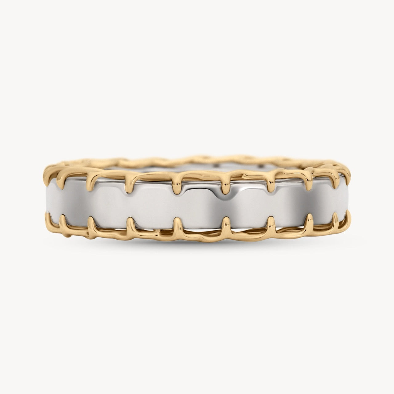 Mixed Metal Stitched Ring for Women - Boho Chic Stackable Jewelry - Perfect for Layering & Everyday Wear