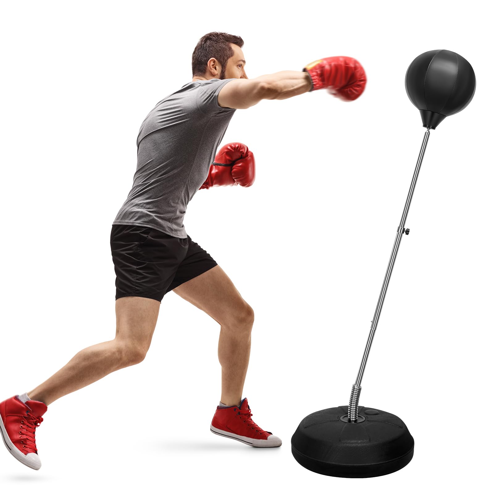 Adjustable Height Punching Bag with Stand - Boxing & Speed Bag for Teens & Adults | Home Gym Training Equipment for Stress Relief & Fitness | Perfect for Boxing Practice, MMA Training & Home Workouts