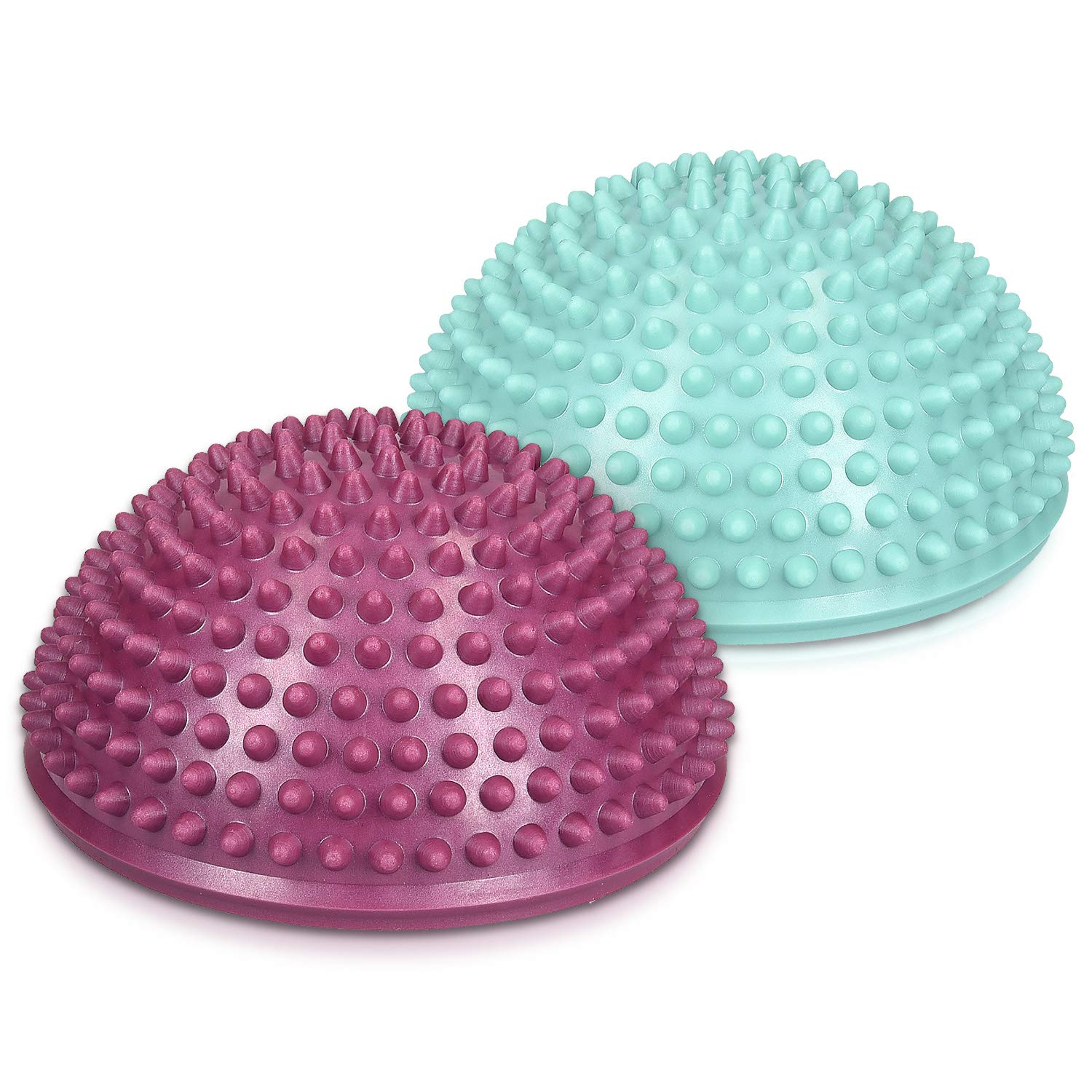 Navaris 2-Pack Hedgehog Balance Pods - Spiky Fitness Domes for Stability Training, Foot Massage & Sports | Non-Slip Exercise Equipment for Home Gym, Yoga & Physical Therapy (Multiple Colors)