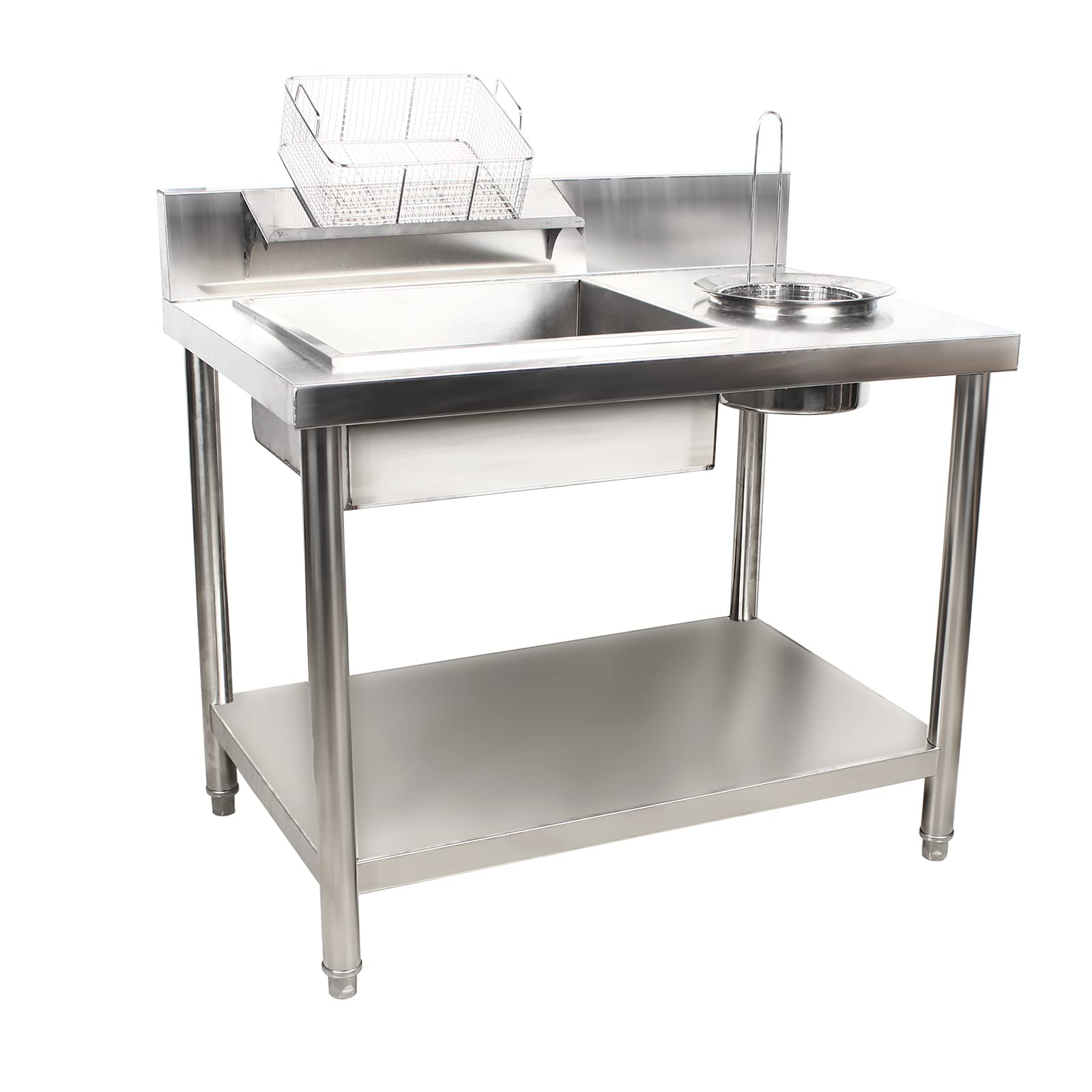 Commercial Stainless Steel Manual Breading Table for Fried Chicken - 19.95kg Heavy Duty Work Station | Perfect for Restaurants, Food Trucks & Commercial Kitchens
