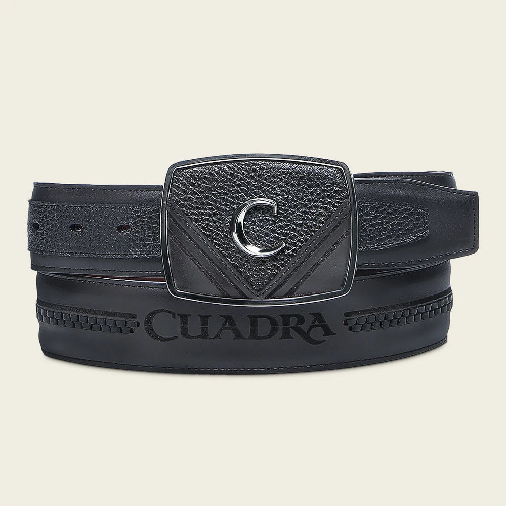 CV507VE Cuadra Black Western Fashion Deer Leather Belt for Men - Stylish Cowboy Accessory for Rodeo, Ranch & Casual Wear