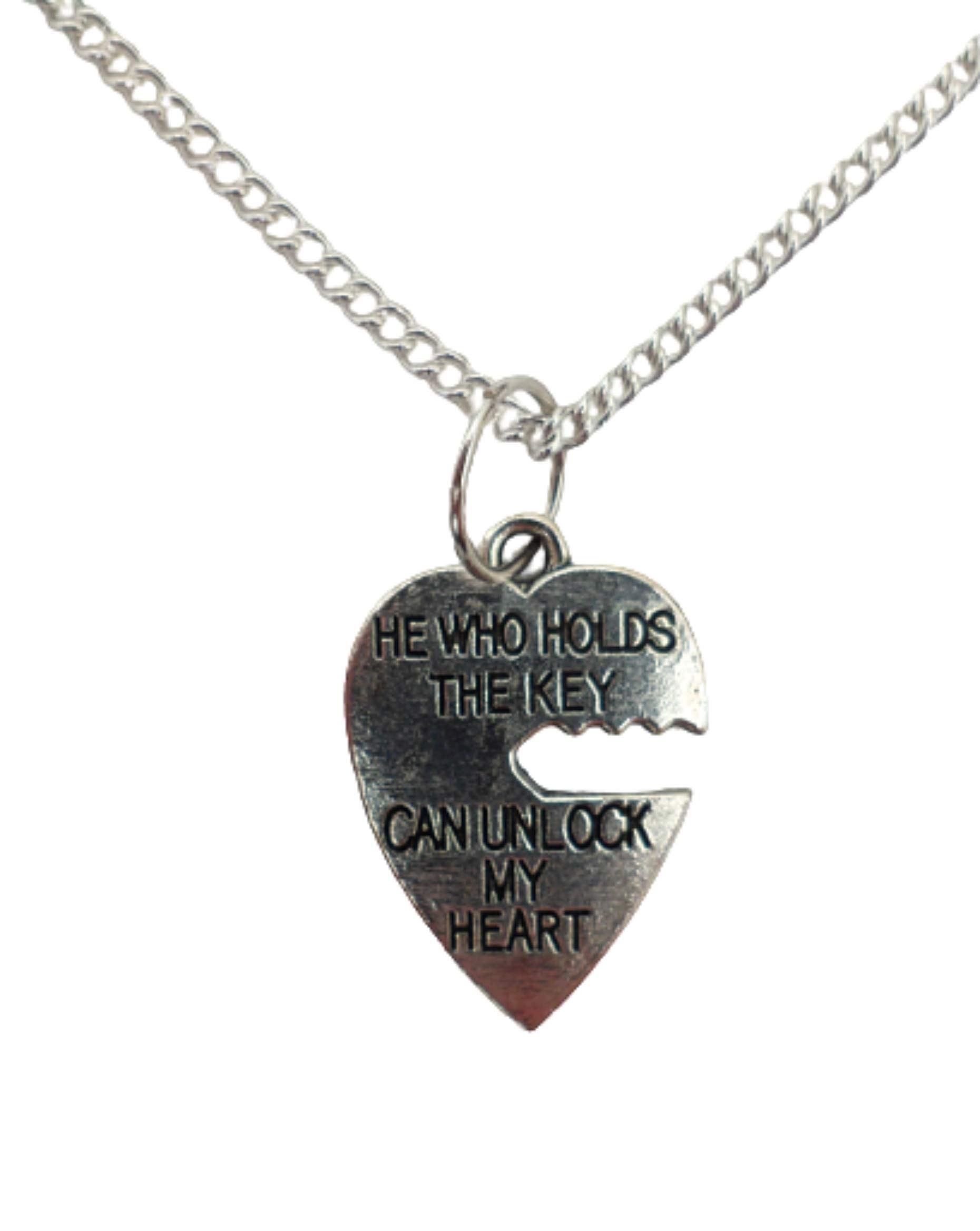 Silver Plated Heart Key Charm Pendant Necklace - Perfect for Valentine's Day Gifts, Anniversaries & Romantic Occasions