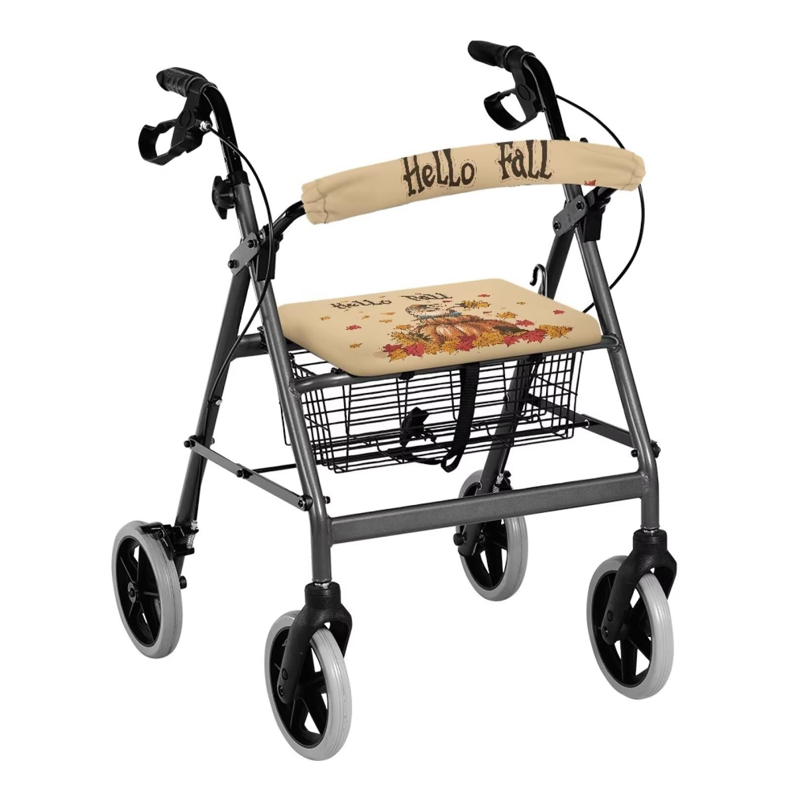 Gomyblomy Fall-Themed Walker Accessories for Seniors – Thanksgiving Rollator Seat & Backrest Covers (Dwarf Maple Leaf Design) for Men & Women | Comfortable Mobility Aid Covers for Daily Walks, Shopping & Outdoor Activities