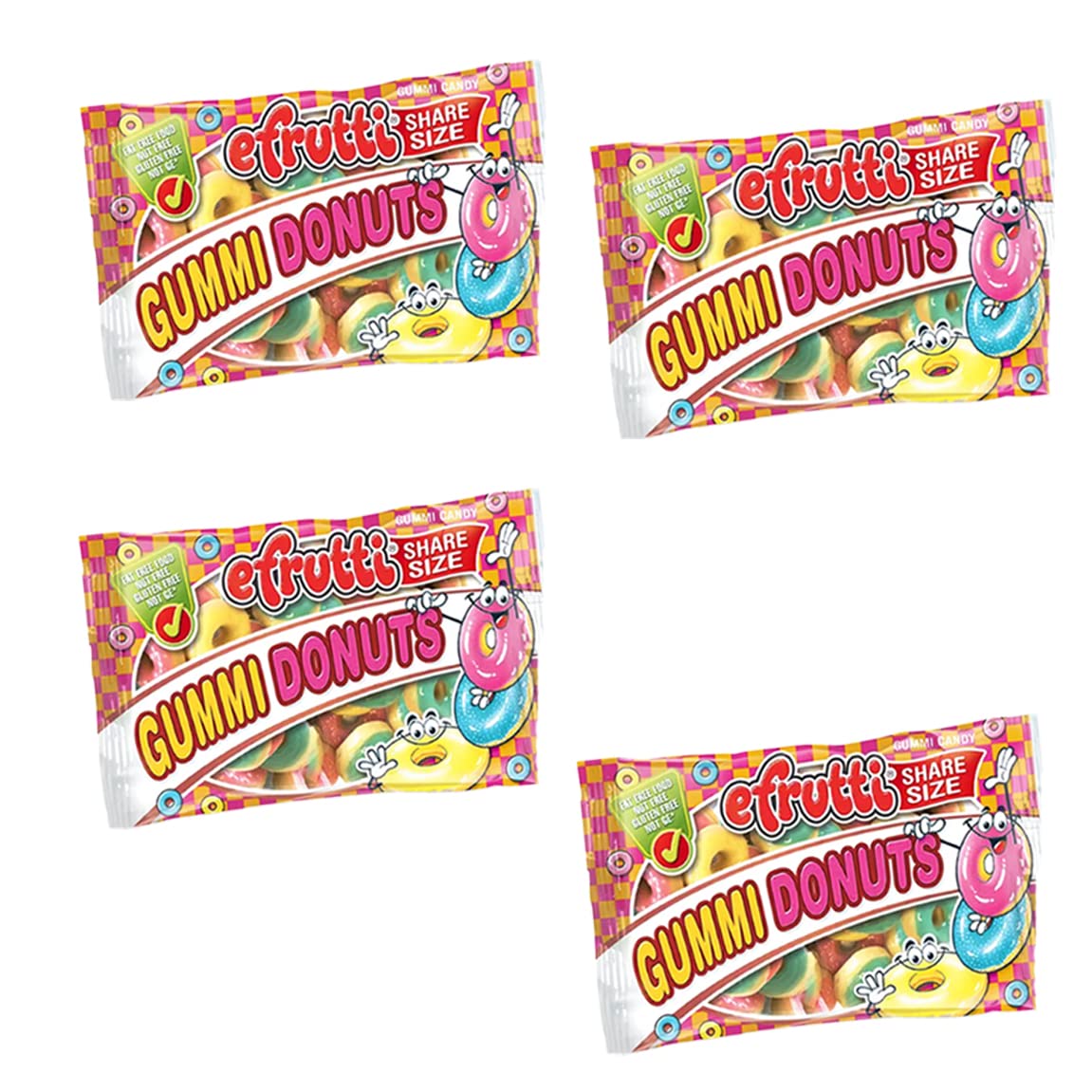 Fruidles Gummies Donuts Pack - Soft Chewy Gummy Candy 4-Pack | Sweet Treats for Parties, Snacks & Movie Nights