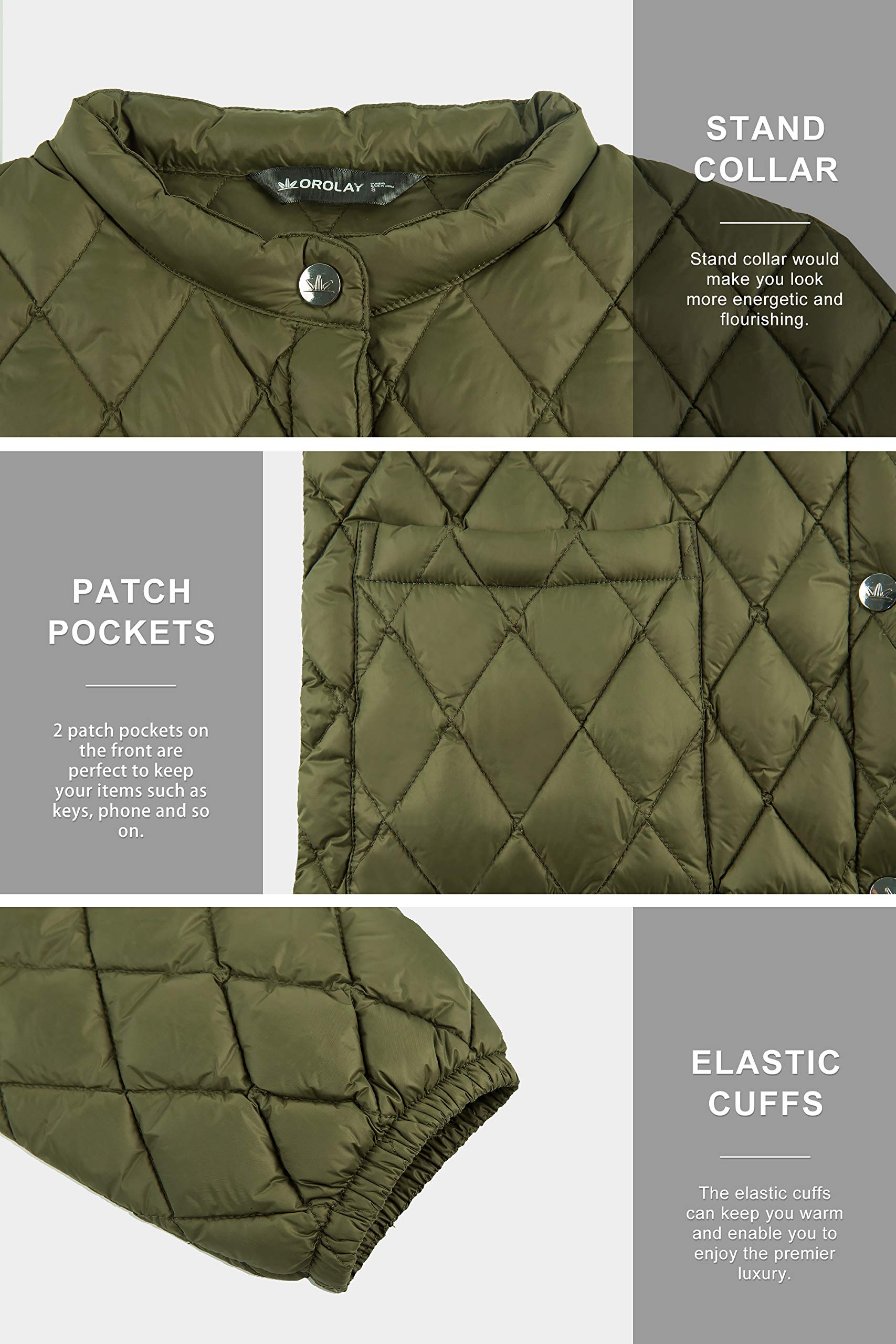 Orolay Women's Lightweight Cropped Puffer Jacket - Packable Stand Collar Down Coat for Winter, Travel & Outdoor Activities | Warm Quilted Fashion Jacket for Casual Wear, Hiking & City Exploration