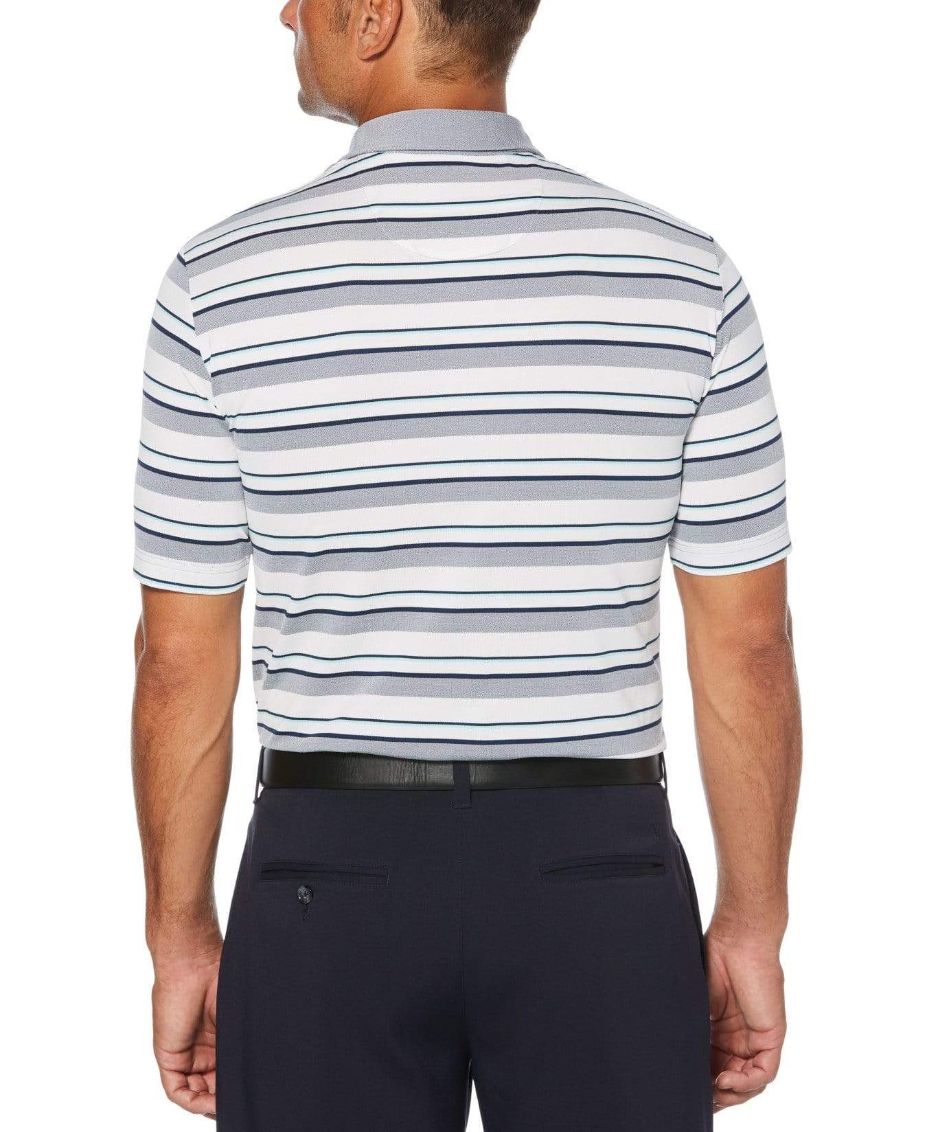 Men's Classic Birdseye Stripe Polo Shirt - Breathable Cotton Casual Button-Down Top for Golf, Office & Summer Outings