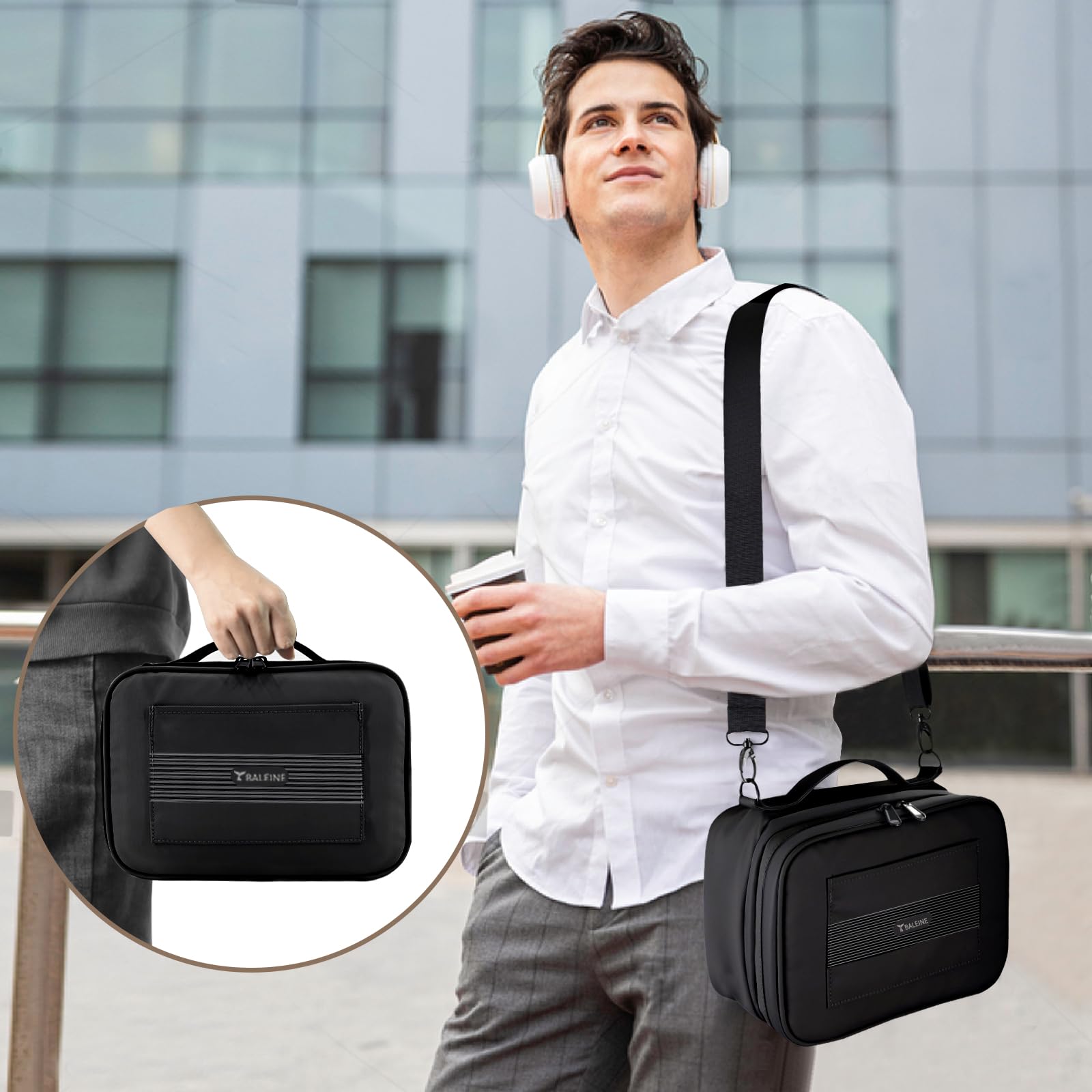 BALEINE Large Smell Proof Bag with Combination Lock - Odor Proof Stash Pouch Organizer for Travel, Gym & Storage (Black) | Perfect for Cannabis, Cash & Valuables Protection