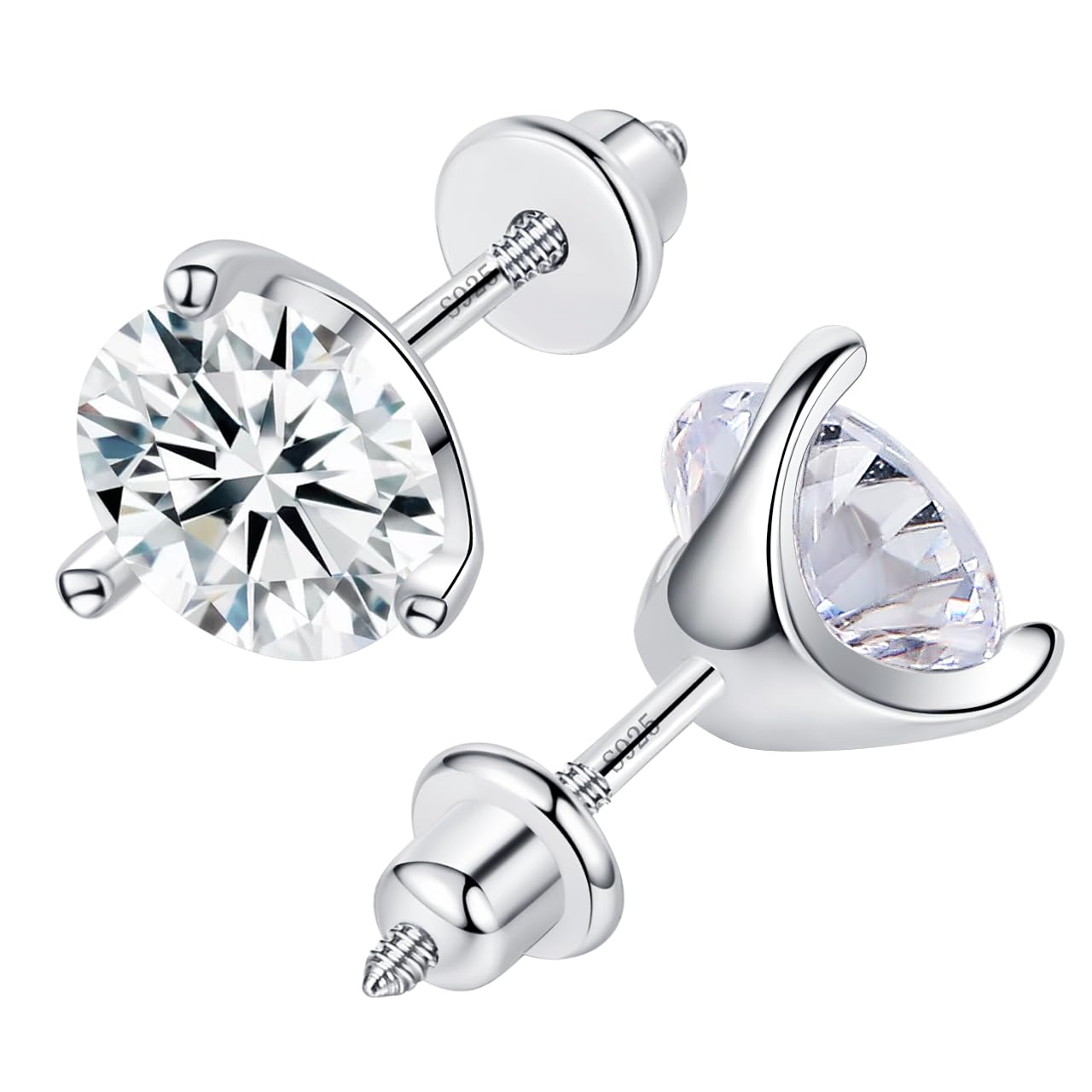 Moissanite Stud Earrings for Women 0.8CT-4CT, Durable 925 Sterling Silver Earrings, Sparkling Diamond Alternative Jewelry Gift for Her - Perfect for Wedding, Anniversary, Birthday, Christmas, Valentine's Day & Mother's Day Gifts