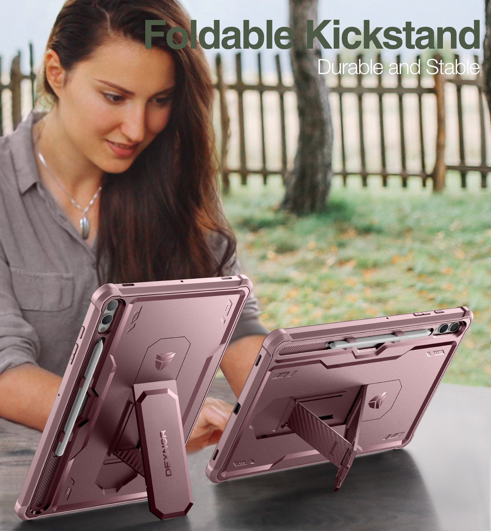 Dexnor Heavy Duty Shockproof Rugged Case for Samsung Galaxy Tab S9 Plus with Built-in Screen Protector, Full Body Bumper, Kickstand & S Pen Holder - Perfect for Outdoor, Travel, Work and Daily Protection