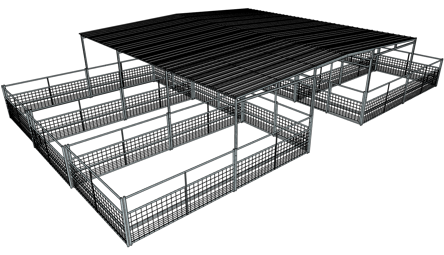 50 Ft X 30 Ft Galvanized 4-Rail Horse Barn Kit with Mesh Panels & 30 Ft Gable Roof - Durable Stable Shelter for Horses, Livestock, and Farm Animals - Perfect for Ranches, Equestrian Centers, and Backyard Stables