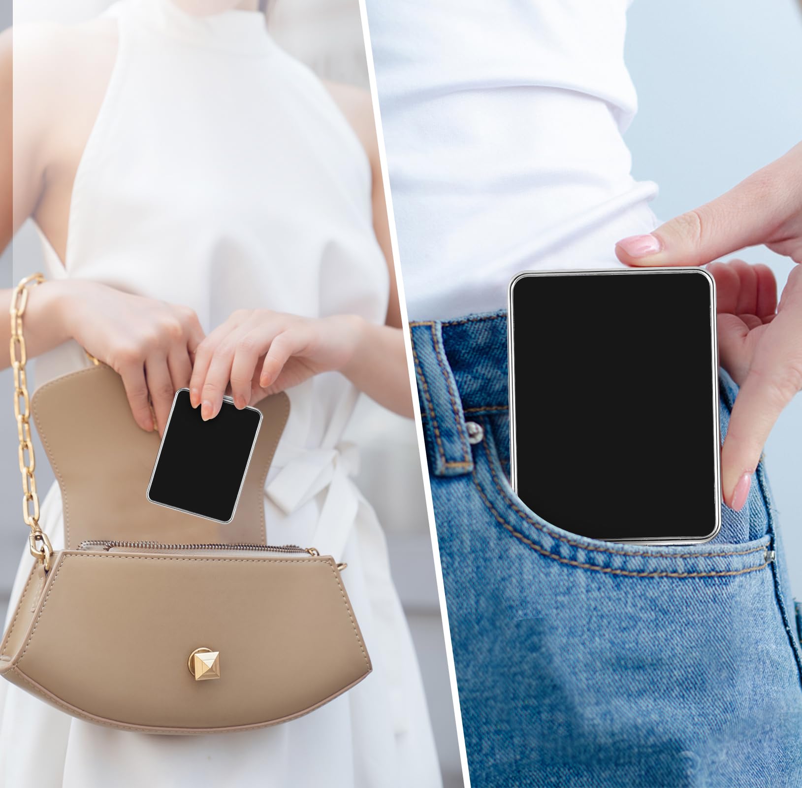 Portable Double-Sided Magnifying Travel Mirror - Small Pocket Cosmetic Mirror with 1X/5X Magnification for Makeup, Grooming & Travel (Black) | Perfect for Home, Office, Purse & On-The-Go Touch Ups