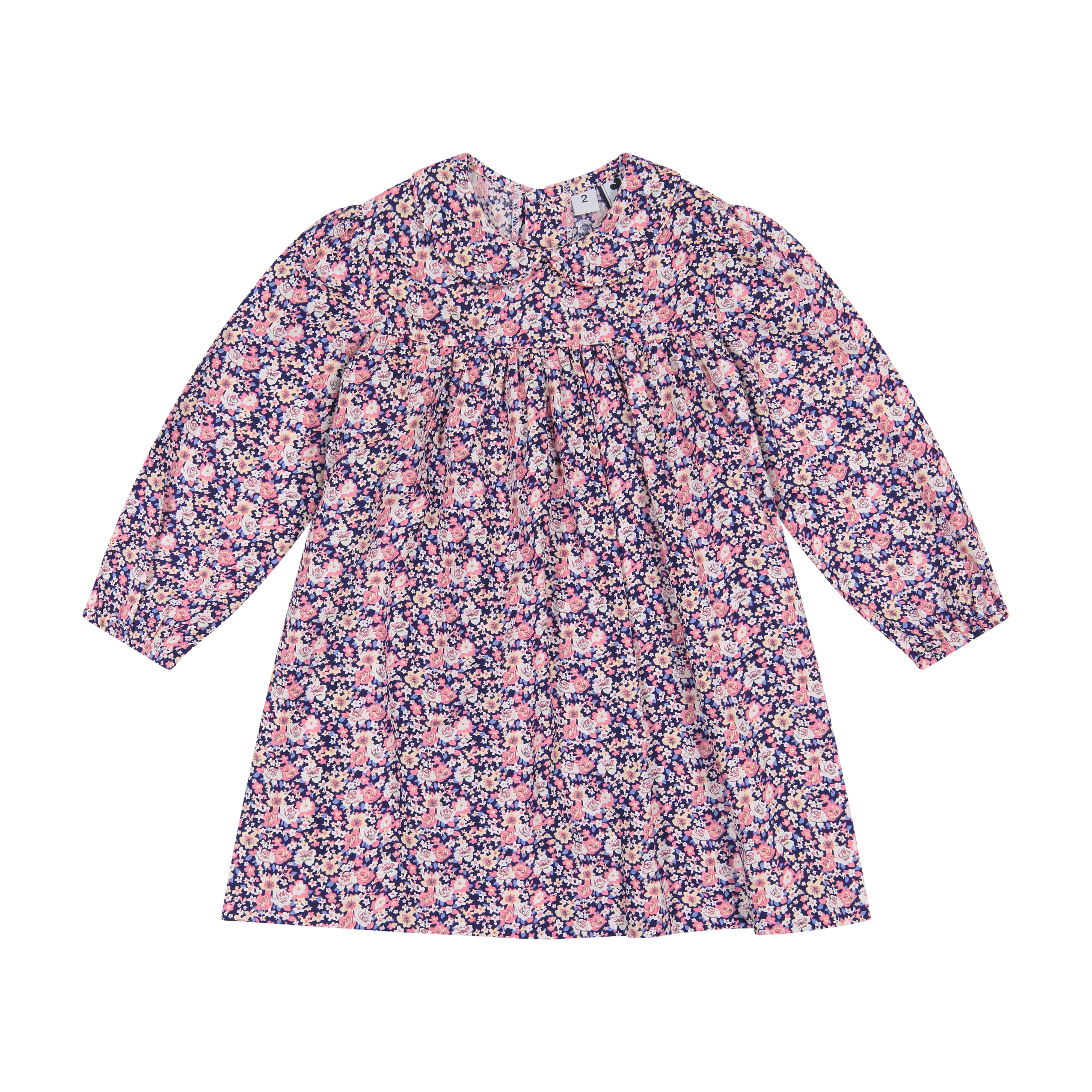 Ginny Girls Peter Pan Collar Mini Dress in Pink & Navy Floral Print - Perfect for Tea Parties, School Events & Spring Outfits
