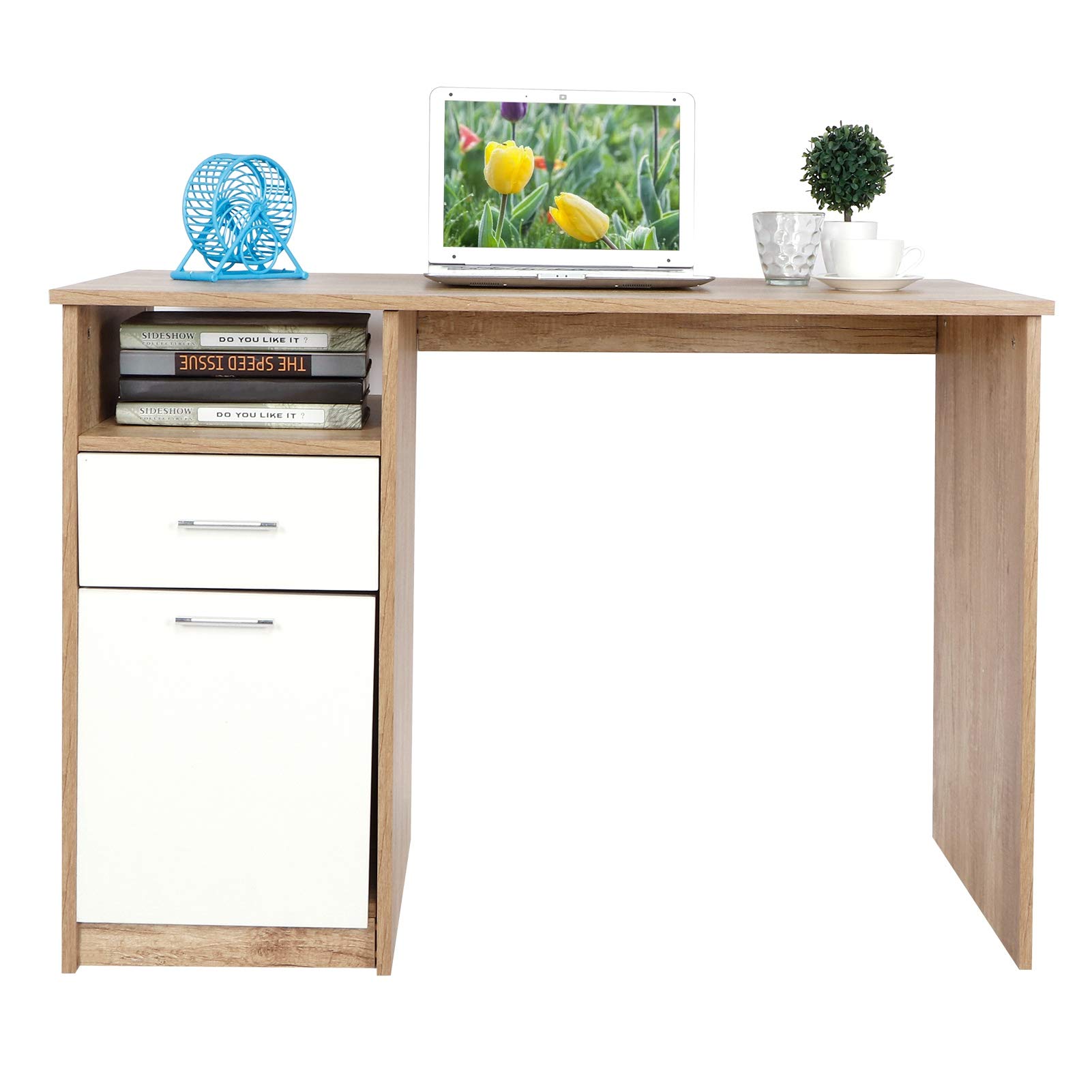 Ergonomic Computer Desk with Drawers & Cabinet - Home Office Laptop Workstation, Gaming & Study Desk for Bedroom - Compact Writing Table with Storage Space | Perfect for Remote Work, Online Classes & Small Spaces