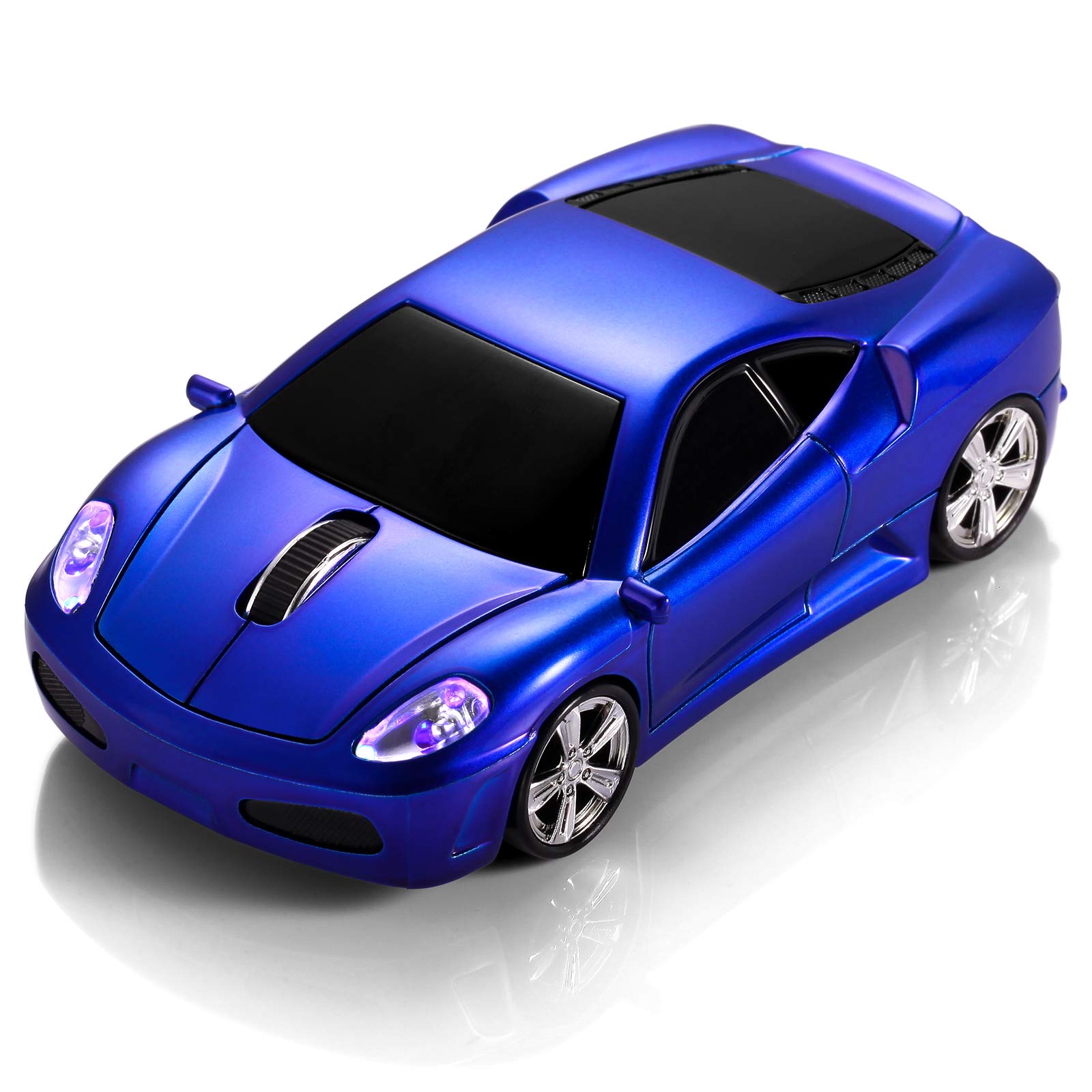 BKLNOG Wireless Gaming Mouse with LED Headlights - 1600 DPI 2.4GHz Ergonomic Computer Mouse for PC & Mac (Blue) - Perfect for Gaming, Office Work & Home Use
