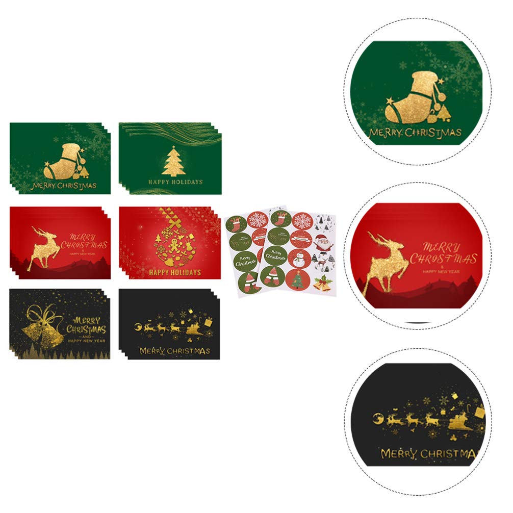 NUOBESTY 24 Pack Christmas Greeting Cards with Envelopes & Stickers - Holiday Blessing Cards for Xmas Gifts, Party Favors, Office Exchange & Family Celebrations