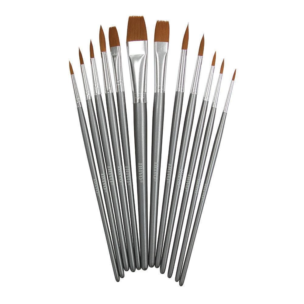 Nuvo Premium 12-Piece Paint Brush Set for Artists - Ideal for Acrylic, Oil, and Watercolor Painting - Perfect for Beginners & Professionals