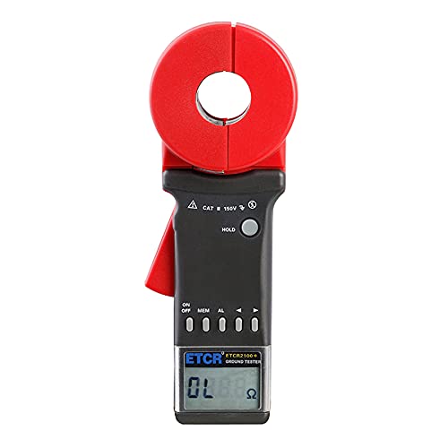 2100+ Digital Clamp On Ground Resistance Tester 0.01 to 1200Ω - High Precision Clamp Meter with Data Storage & Alarm Function - Ideal for Electricians, HVAC Technicians, and Industrial Maintenance (Black)