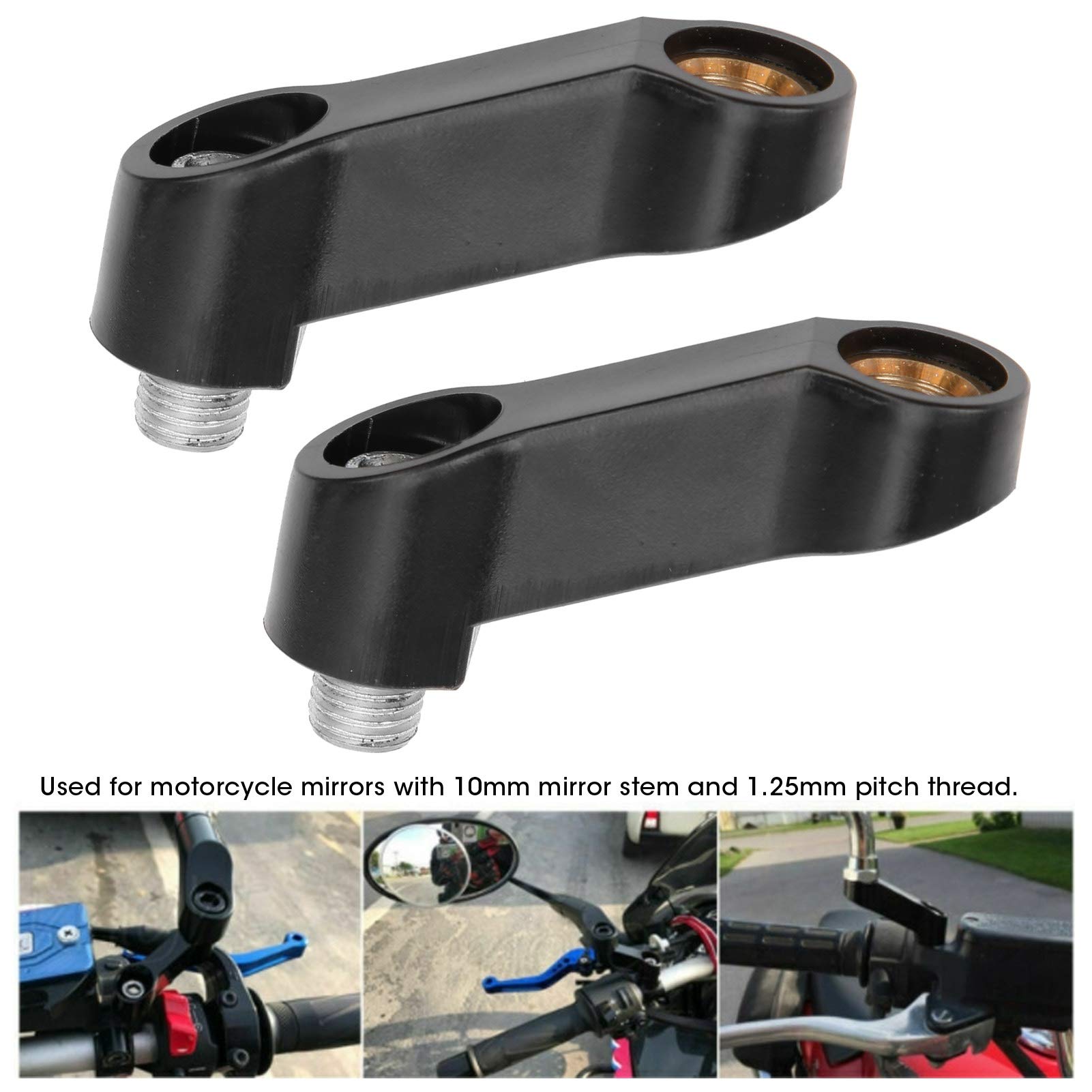 Universal M10 Motorcycle Mirror Extenders - 2pcs 0.4in Plastic Riser Spacers & Extension Adapters for Enhanced Visibility - Perfect for Harley, Honda, Yamaha & More - Ideal for Touring, Commuting & Highway Riding