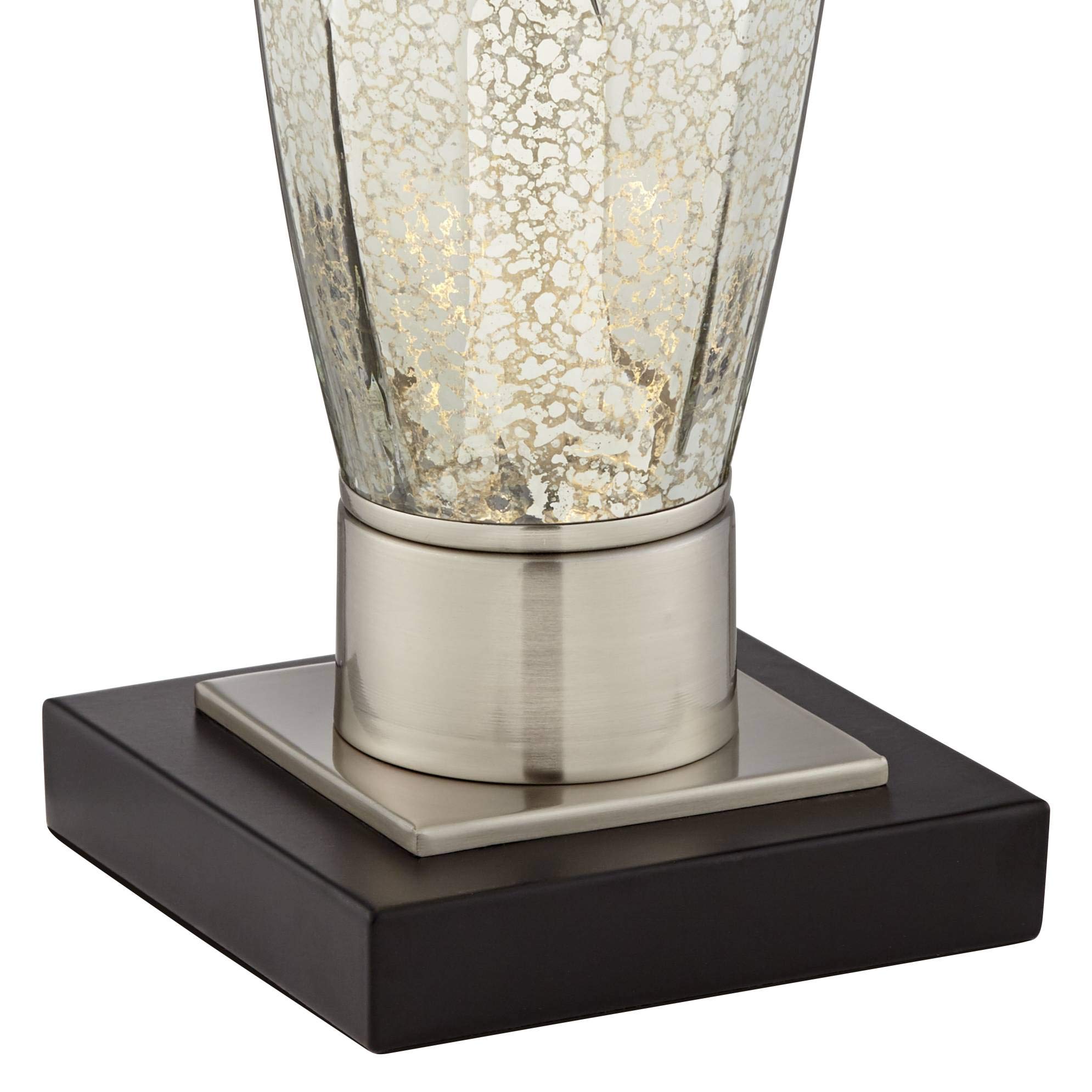 Regency Hill Landro Modern Luxury Table Lamps - Set of 2 Mercury Glass Silver Blue Drum Shade, 27.5