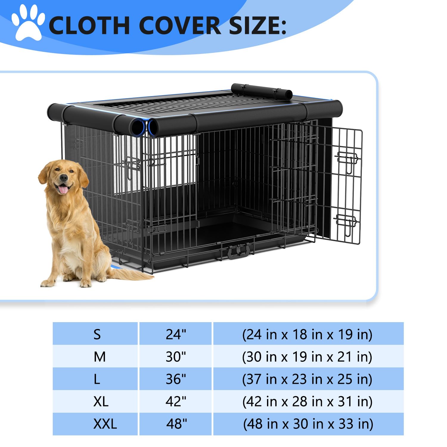 Waterproof 600D Oxford Dog Crate Cover - Windproof & Breathable Mesh Kennel Cover with Storage Pocket for Large Dogs & Cats (42 Inch) - Perfect for Indoor/Outdoor Use, Travel & Crate Training