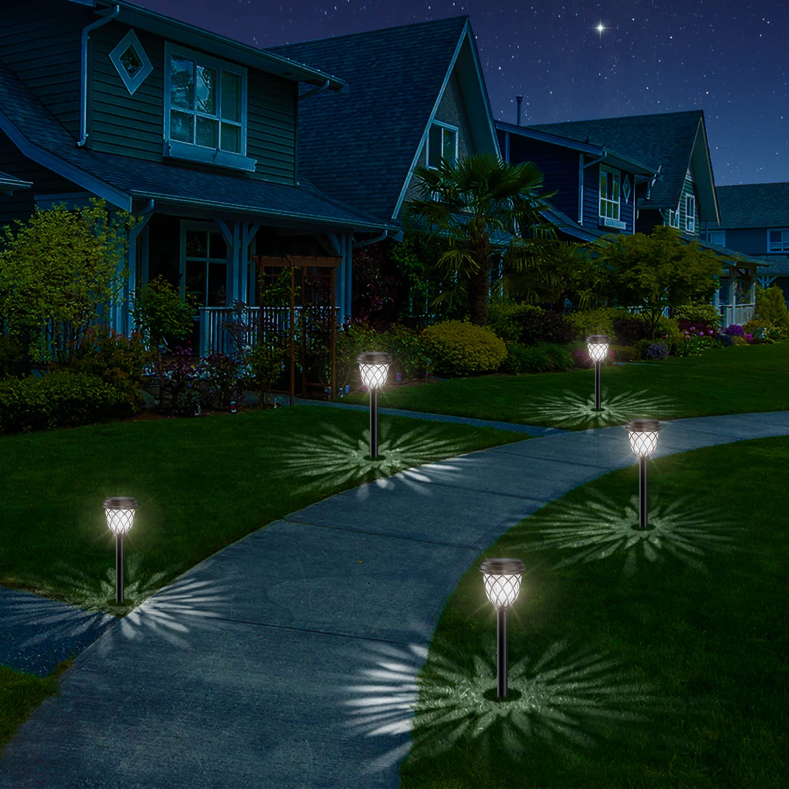 8 Pack Solar Outdoor Lights - Waterproof IP65 Solar Powered Garden Lights for Patio, Yard, Driveway - Bright LED Solar Lights for Outdoor Decoration & Landscape Lighting