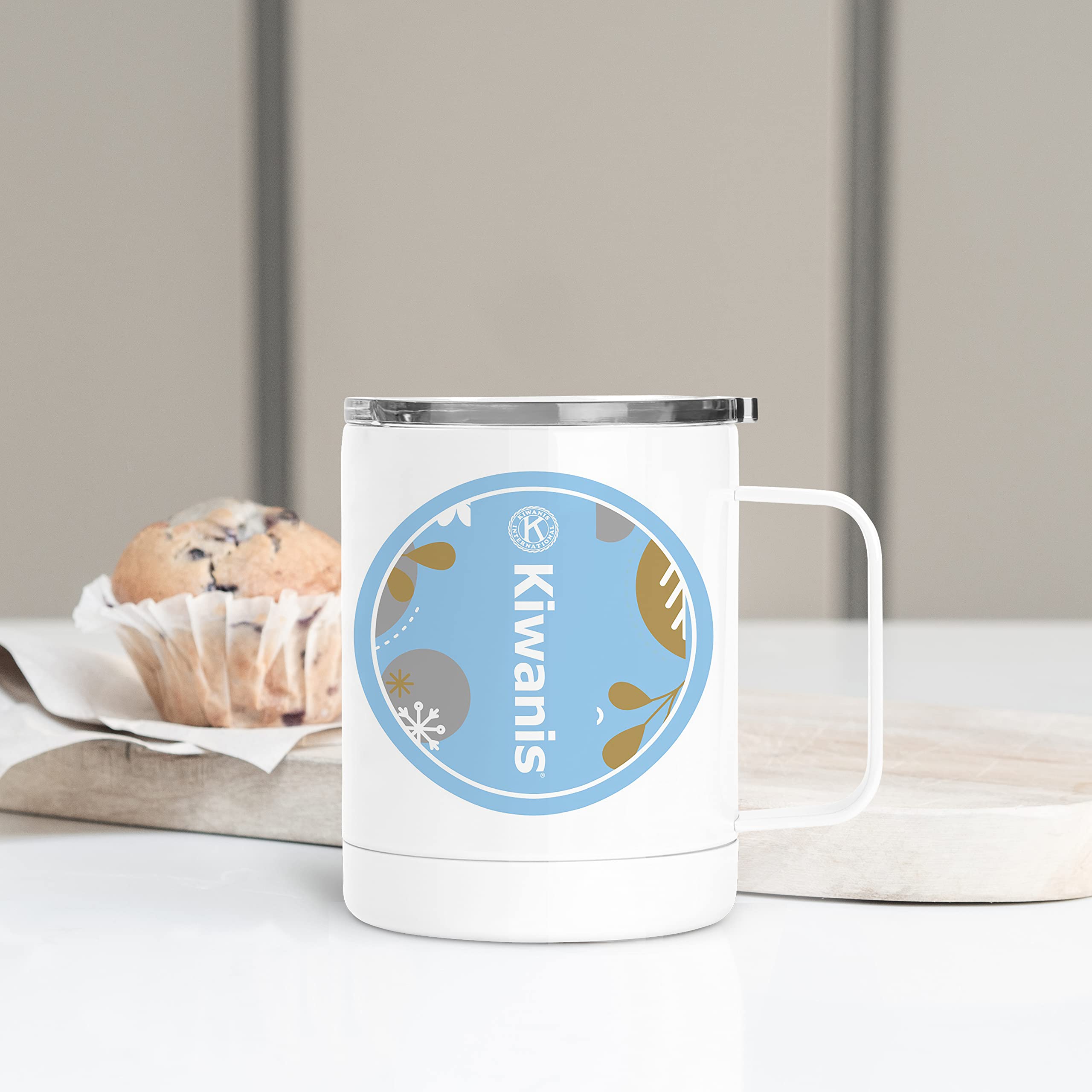 Kiwanis 13 oz Stainless Steel Travel Mug - Insulated Coffee Tumbler with Lid - Perfect for Hot & Cold Drinks, Commuting, Camping & Office Use