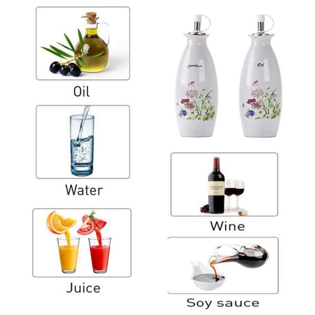 Premium Handcrafted Ceramic Olive Oil and Vinegar Dispenser Set - 2 Pack 250ML Cruet Bottles for Kitchen & Dining (White) - Perfect for Salad Dressing, Cooking & Gourmet Meal Prep