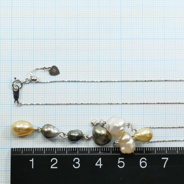 18K White Gold Pearl Diamond Necklace for Women - Elegant Bridal Jewelry, Anniversary Gift, Wedding Party & Formal Occasion Accessory