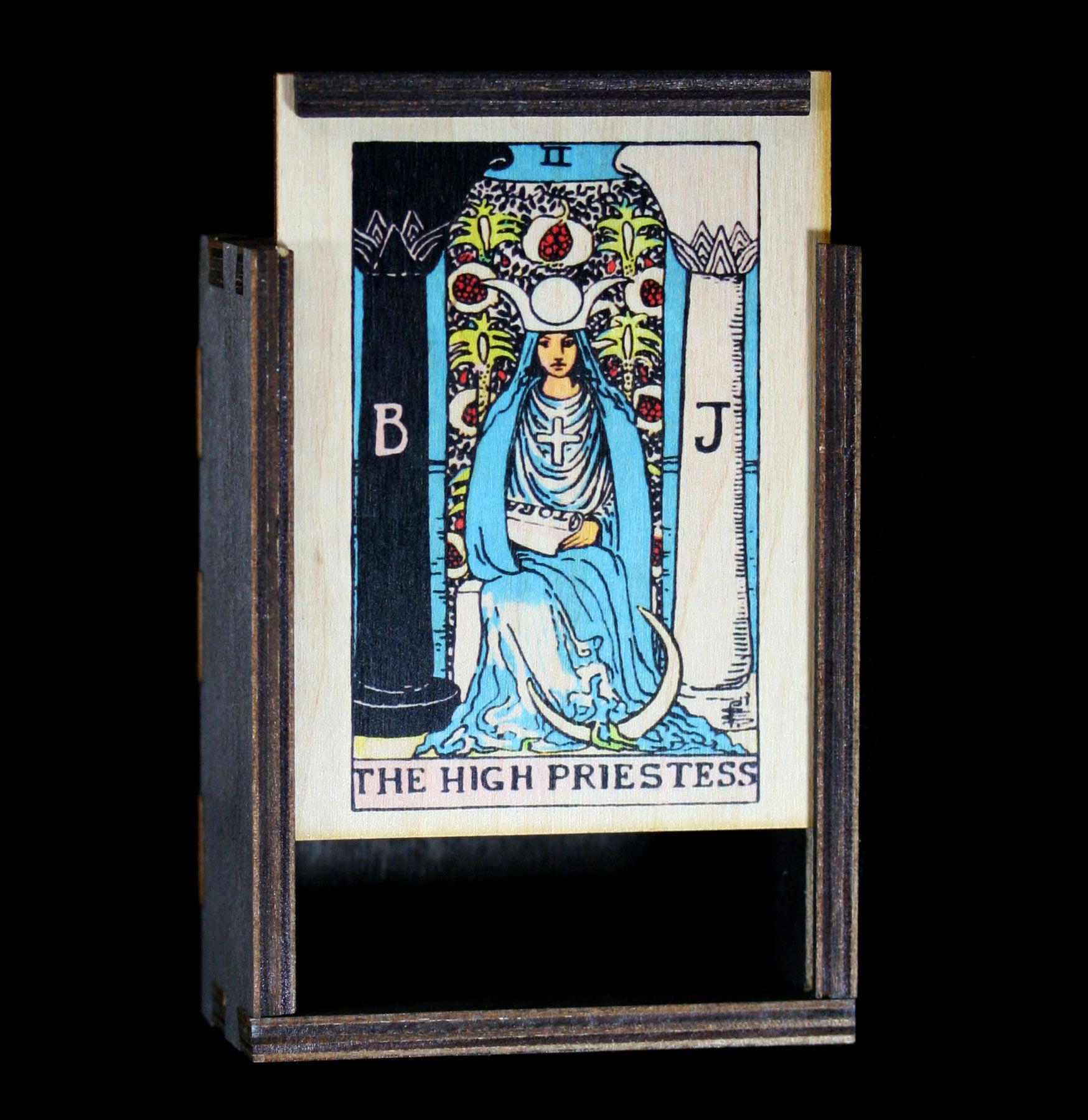 The High Priestess Tarot Card Stash Box - Premium Wooden Storage for Tarot Decks & Spiritual Tools | Perfect for Meditation, Divination & Sacred Space Organization