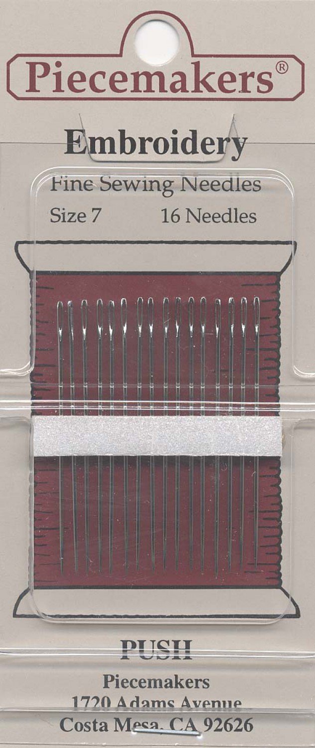 Premium Piecemakers Size 7 Hand Embroidery Needles - Sharp Stainless Steel Needles for Cross Stitch, Quilting & Fabric Crafts - Perfect for DIY Sewing Projects & Embroidery Kits