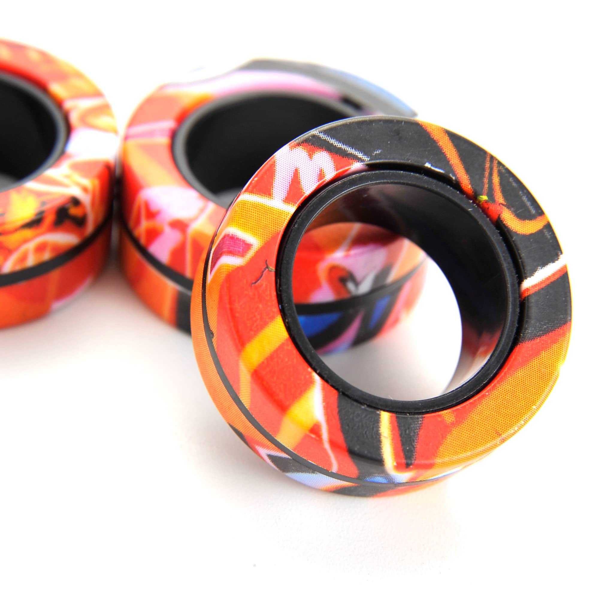PowerTRC 3-Piece Magnetic Fidget Rings Set for Adults & Kids | Stress Relief Spinner for ADHD, OCD, Anxiety & Autism Therapy | Fun Sensory Toy for Teen Boys | Perfect for Office, School & Travel Use