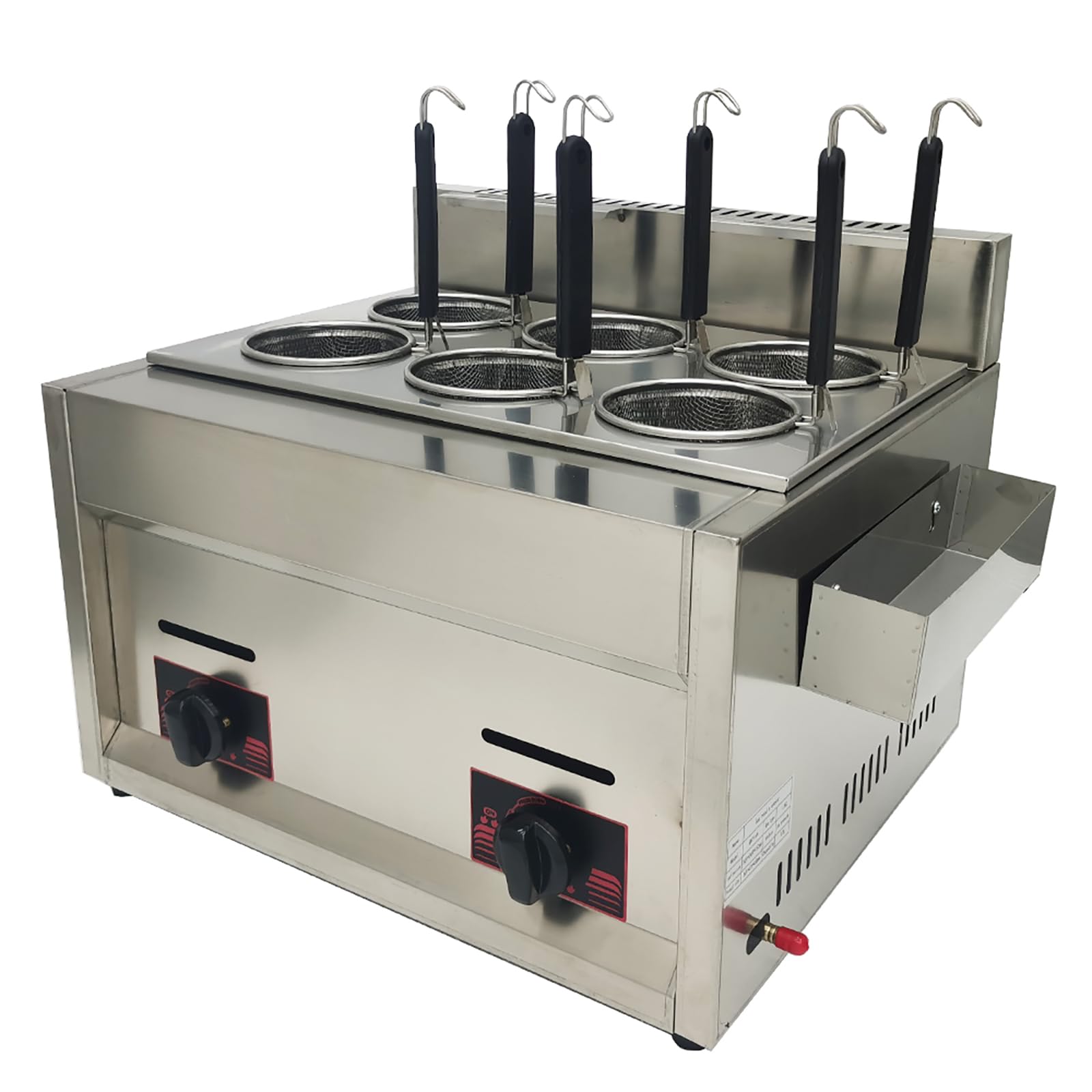 Commercial 6-Basket Pasta Cooker Machine - 12L (3.17Gal) Capacity, 2800Pa LP Gas Noodle Cooker for Restaurants & Catering - Perfect for Spaghetti, Ramen & Bulk Pasta Cooking