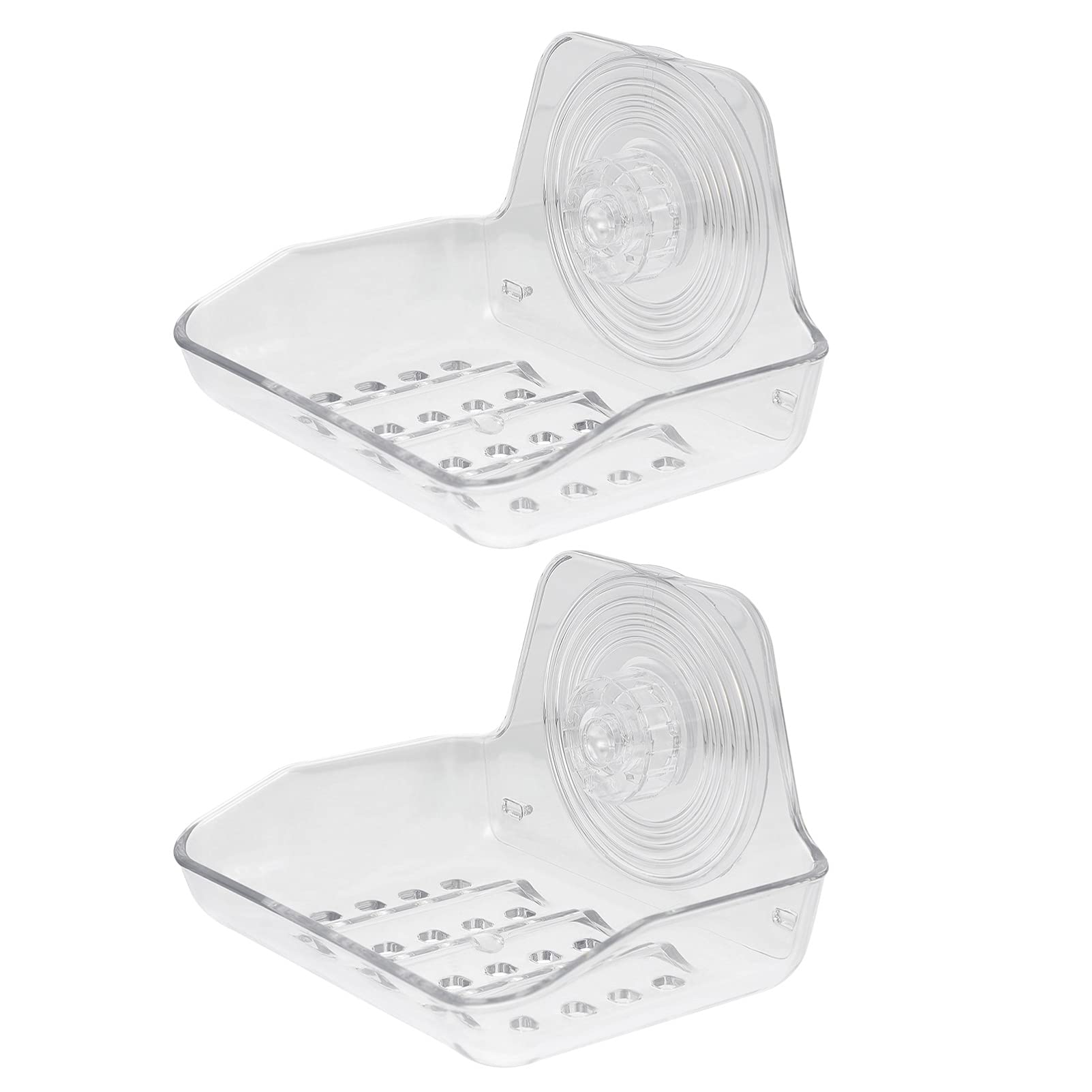 Lurrose 2-Pack Wall Mounted Makeup Sponge Holder & Soap Dish - No Drill Bathroom Organizer with Drainage, Clear Shower Caddy for Sponges, Soap, Cosmetics - Perfect for Shower, Kitchen & Bathroom Storage