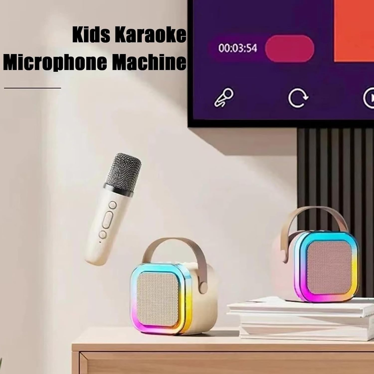 Stellaya Mini Karaoke Machine with 2 Wireless Microphones - Portable Bluetooth Speaker for Home, Parties & Travel - 3D Surround Sound, Pink Dual Mic - Perfect for Family Singing, Birthday Celebrations & Outdoor Gatherings