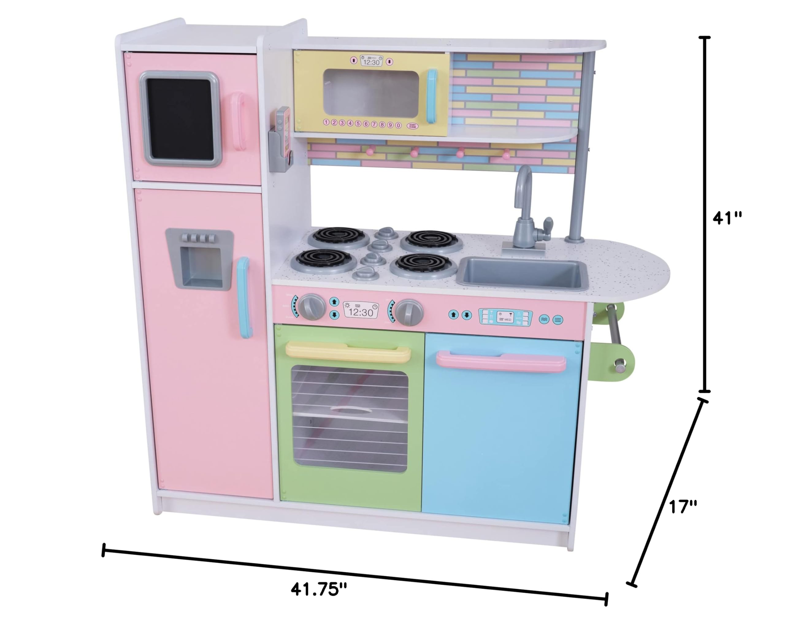 KidKraft Uptown Pastel Wooden Play Kitchen Set with Chalkboard, Play Phone & See-Through Doors - Pretend Play Toy for Toddlers Ages 3+ | Perfect for Imaginative Play, Birthday Gifts & Preschool Learning