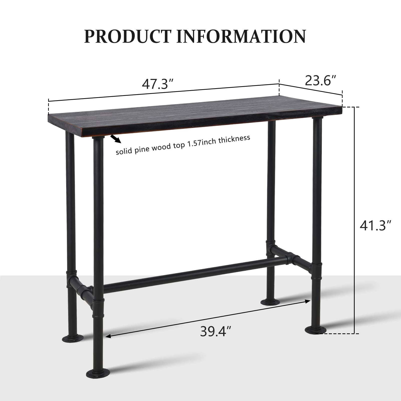 Industrial Pipe Dining Table - 47.3